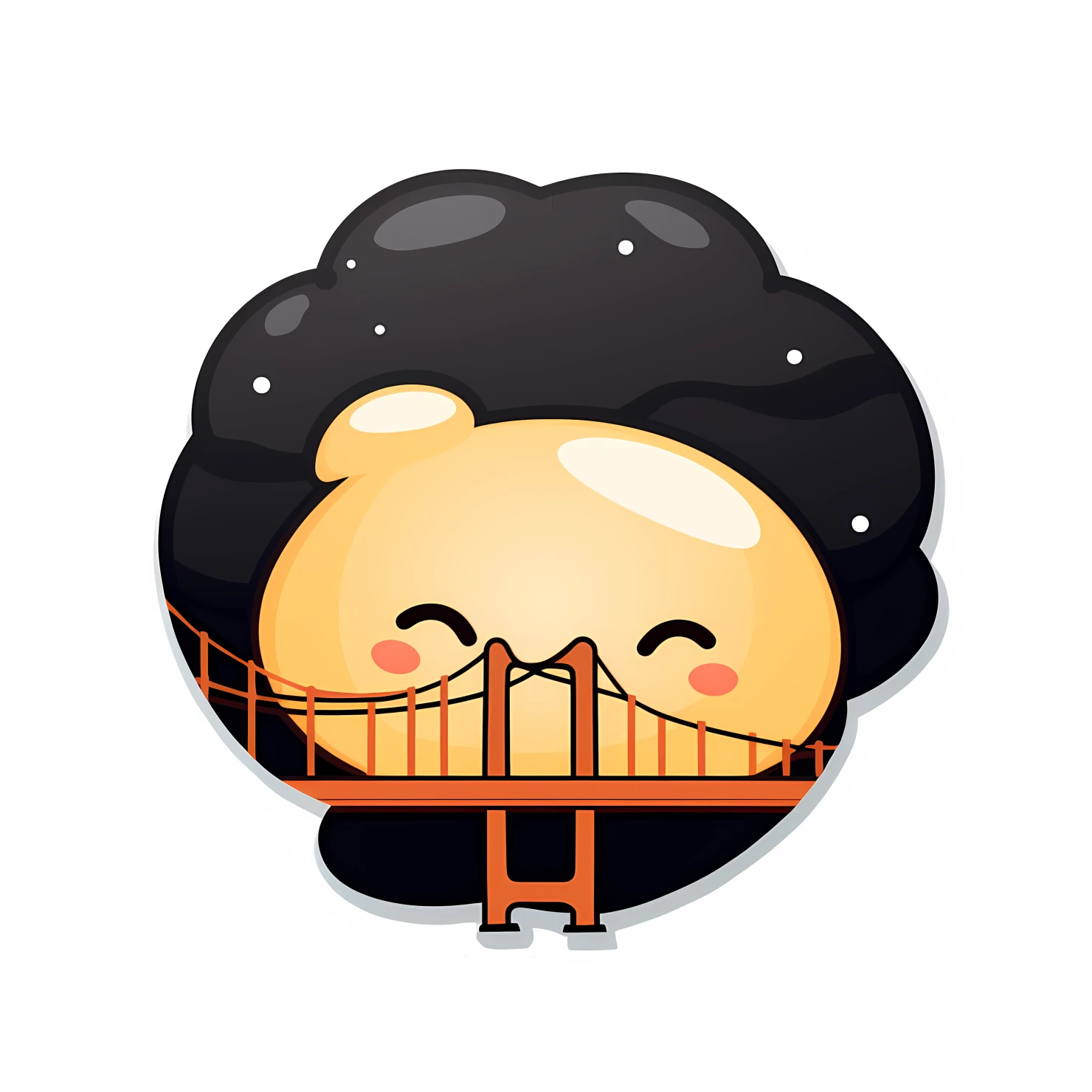 Kawaii golden bridge sticker isolated on transparent background #27888