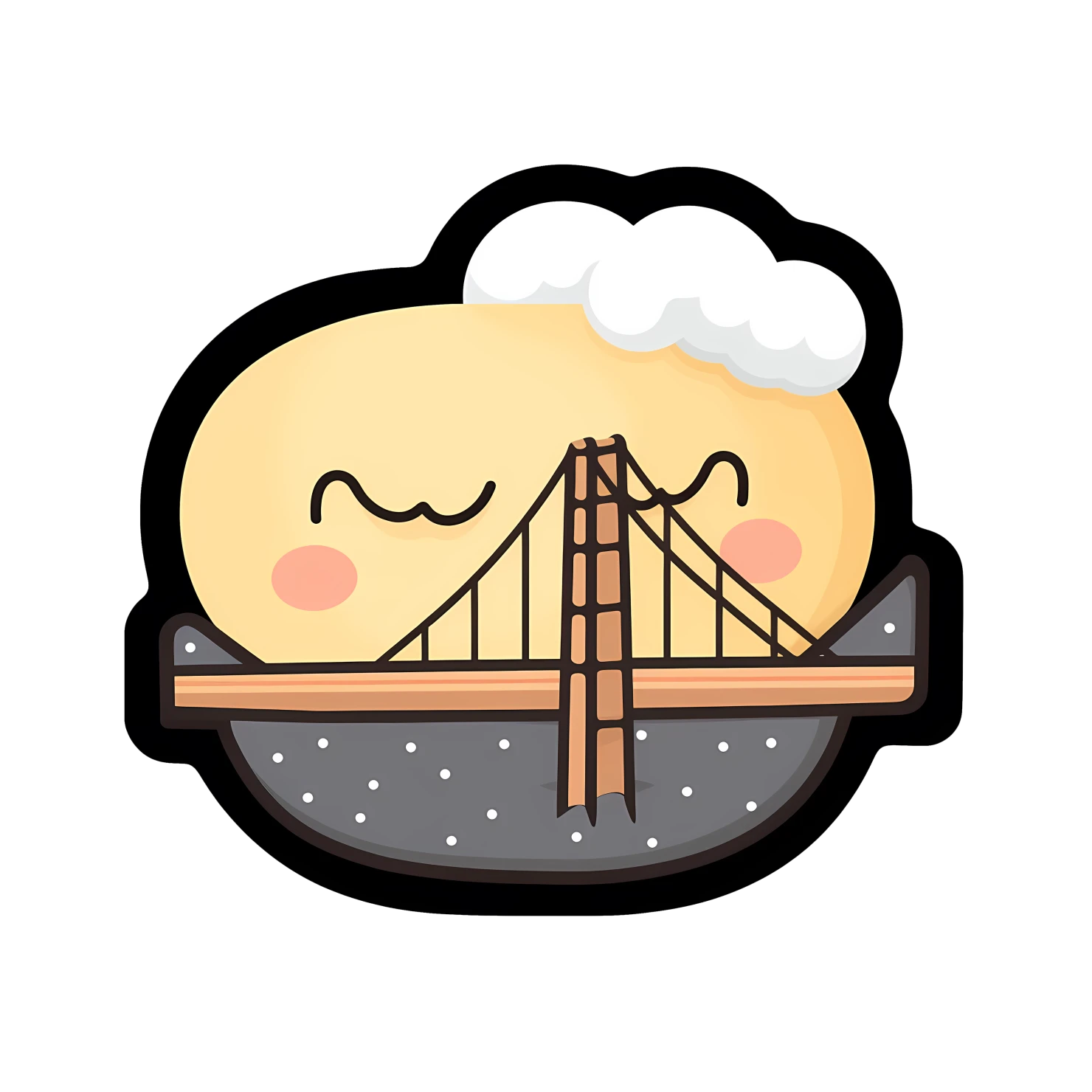 Kawaii golden bridge sticker isolated on transparent background #27891