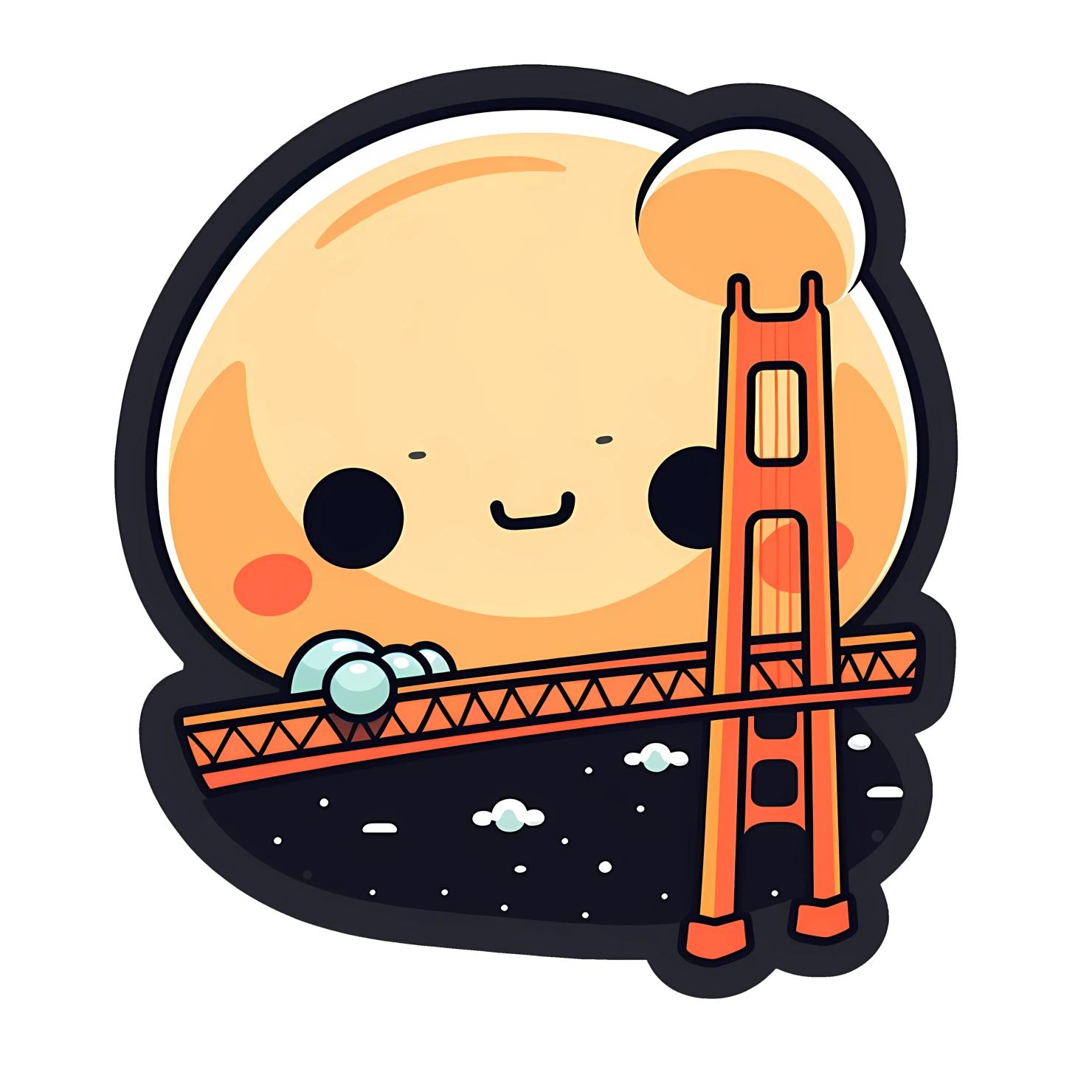 Kawaii golden bridge sticker isolated on transparent background #27893
