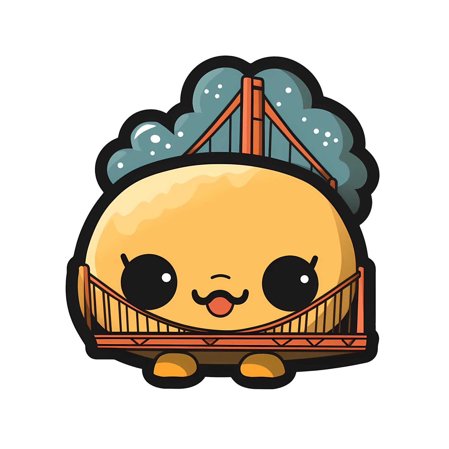 Kawaii golden bridge sticker isolated on transparent background #27894