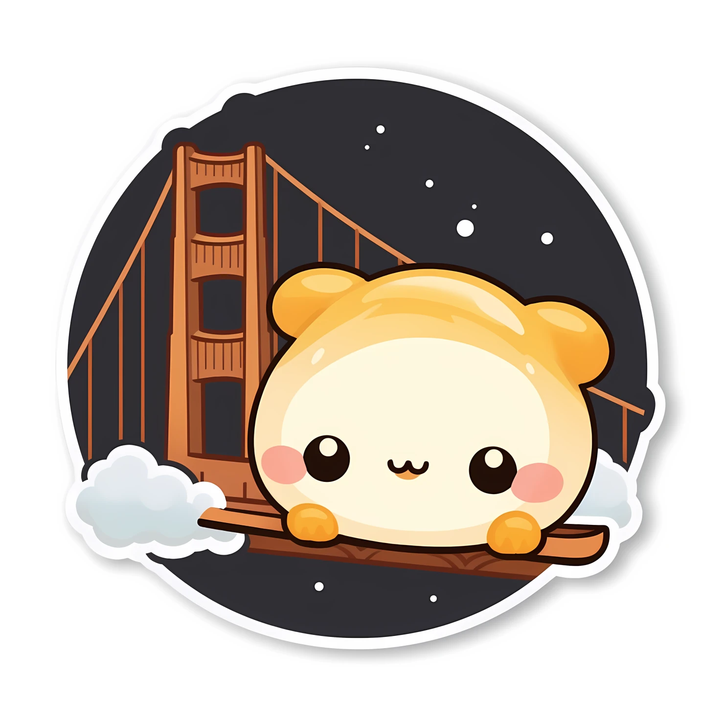 Kawaii golden bridge sticker isolated on transparent background #27897