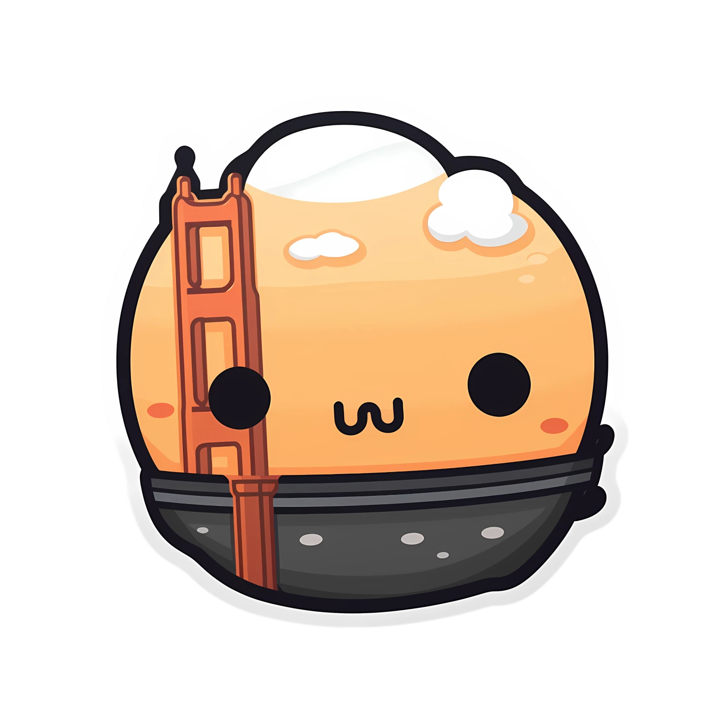 Kawaii golden bridge sticker isolated on transparent background #27898