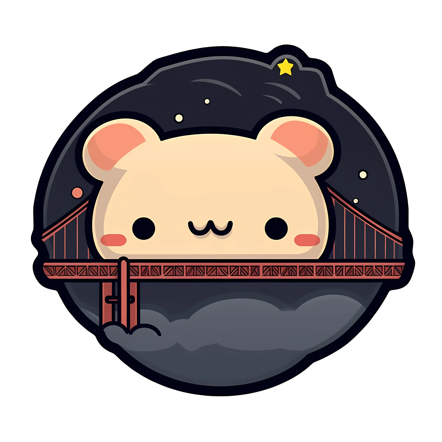 Kawaii golden bridge sticker isolated on transparent background #27899