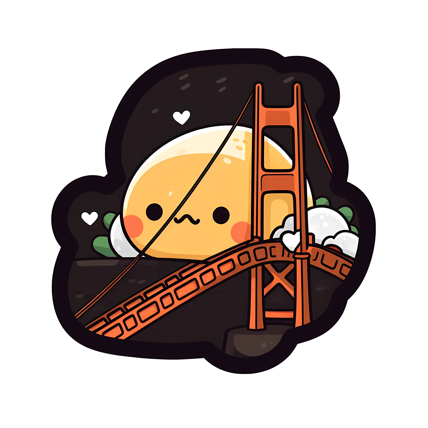 Kawaii golden bridge sticker isolated on transparent background #27900