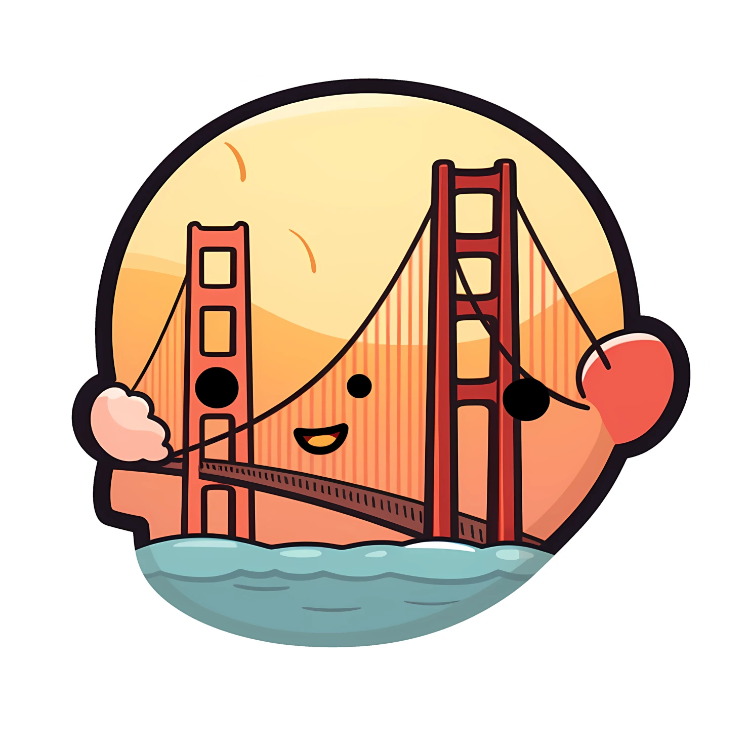 Kawaii golden bridge sticker isolated on transparent background #27901