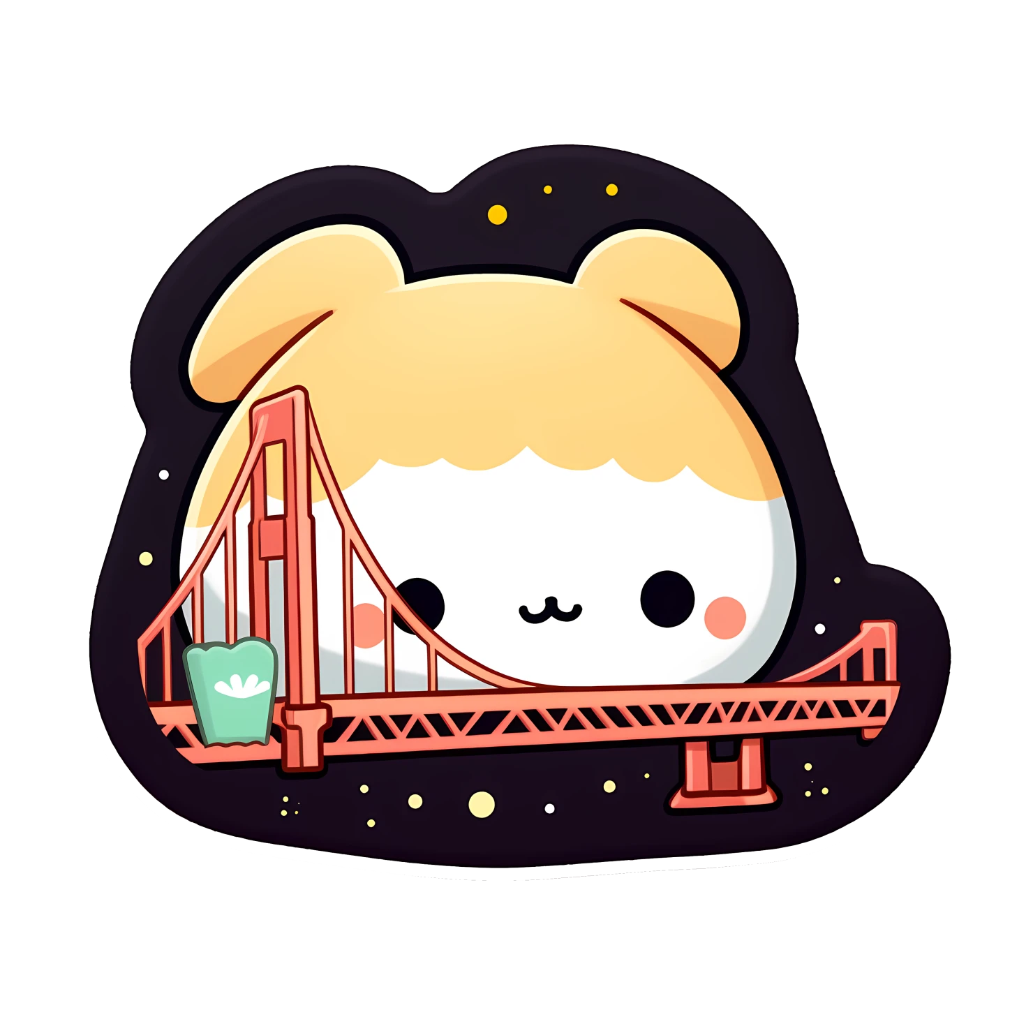 Kawaii golden bridge sticker isolated on transparent background #27904