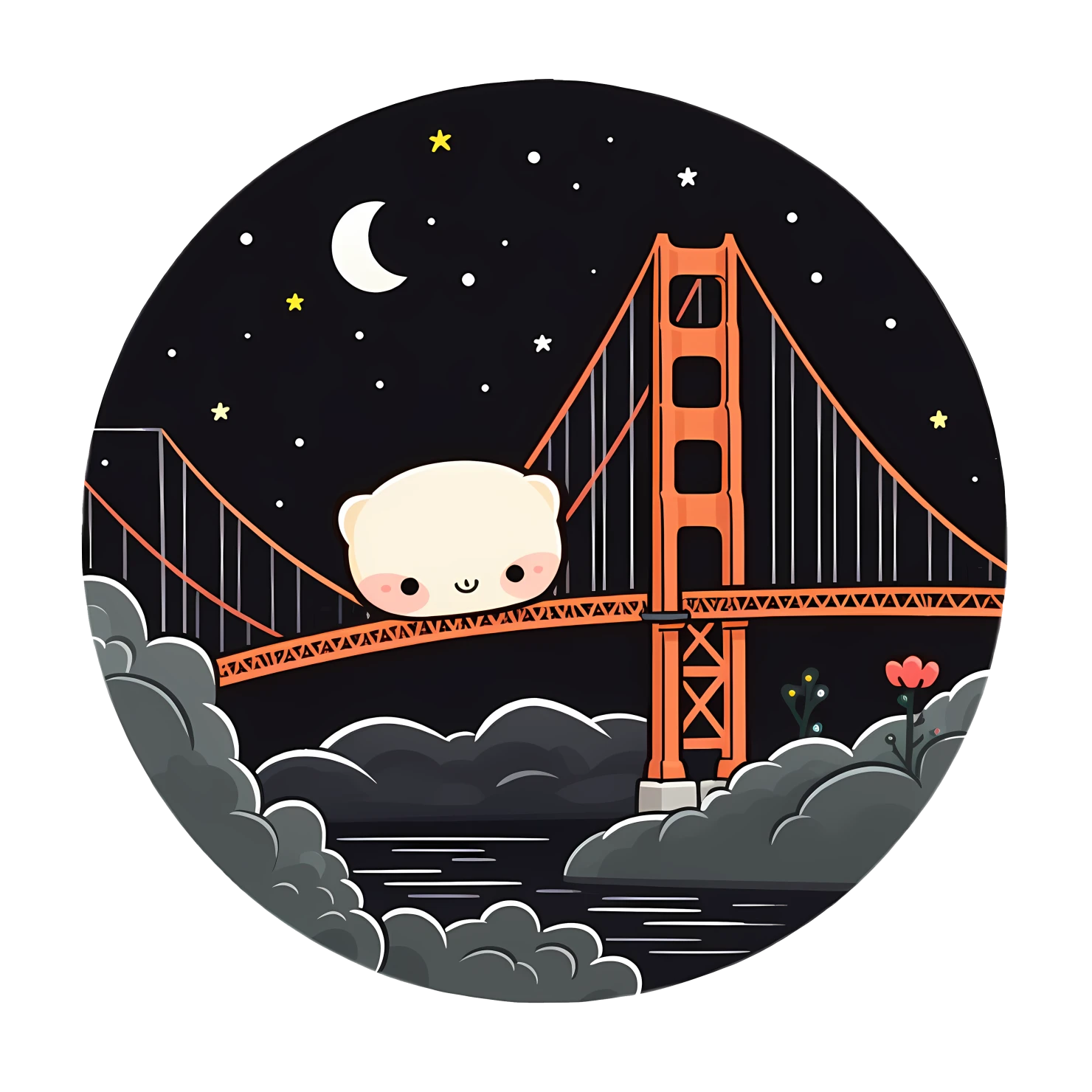 Kawaii golden bridge sticker isolated on transparent background #27905