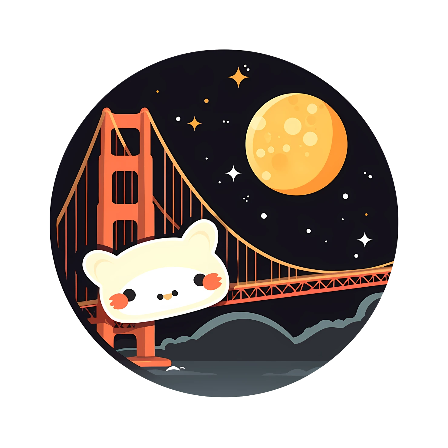 Kawaii golden bridge sticker isolated on transparent background #27907
