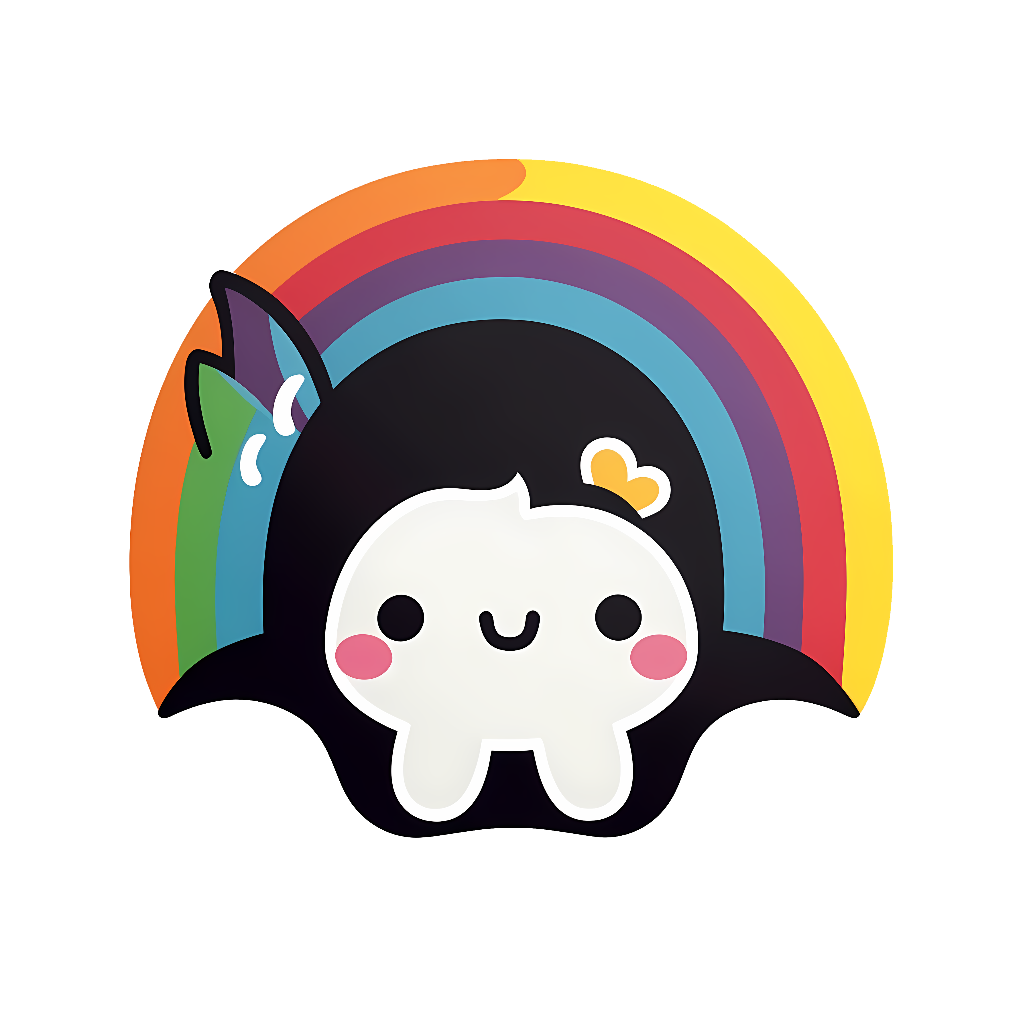 Kawaii rainbow with character sticker isolated on transparent background #28342