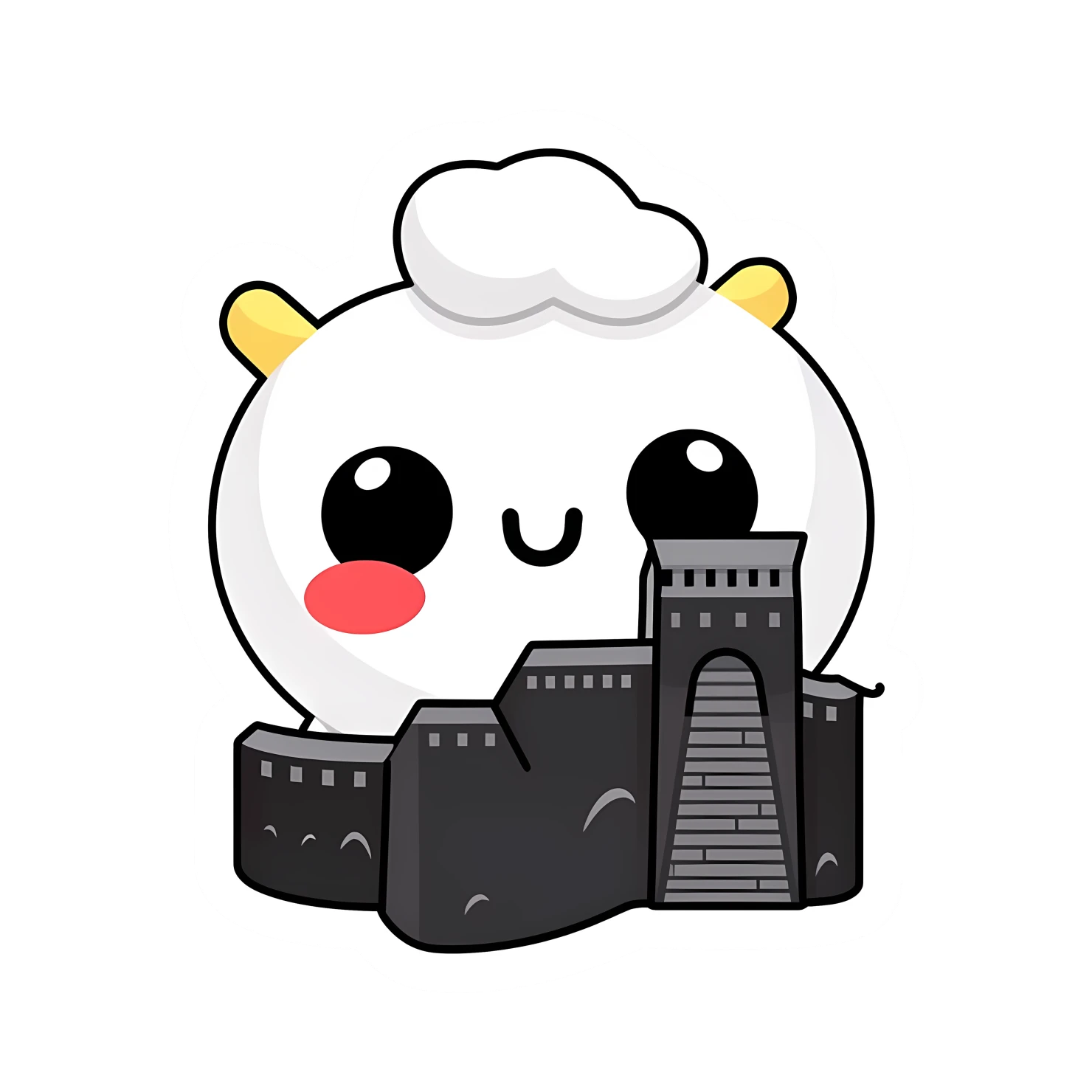 Kawaii great wall sticker isolated on transparent background #27944