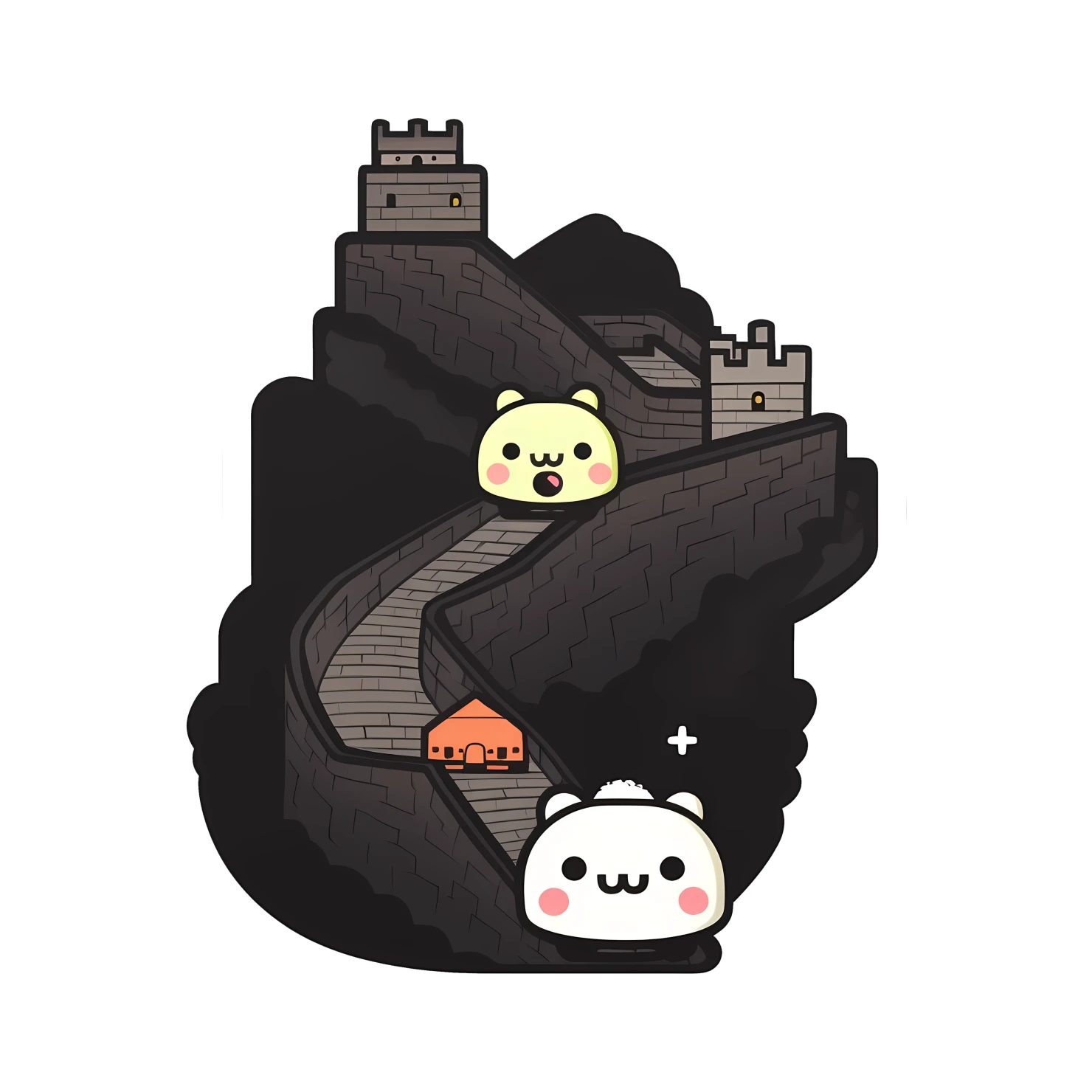 Kawaii great wall sticker isolated on transparent background #27946