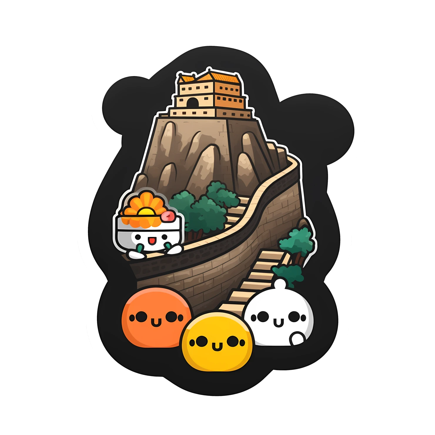 Kawaii great wall sticker isolated on transparent background #27954