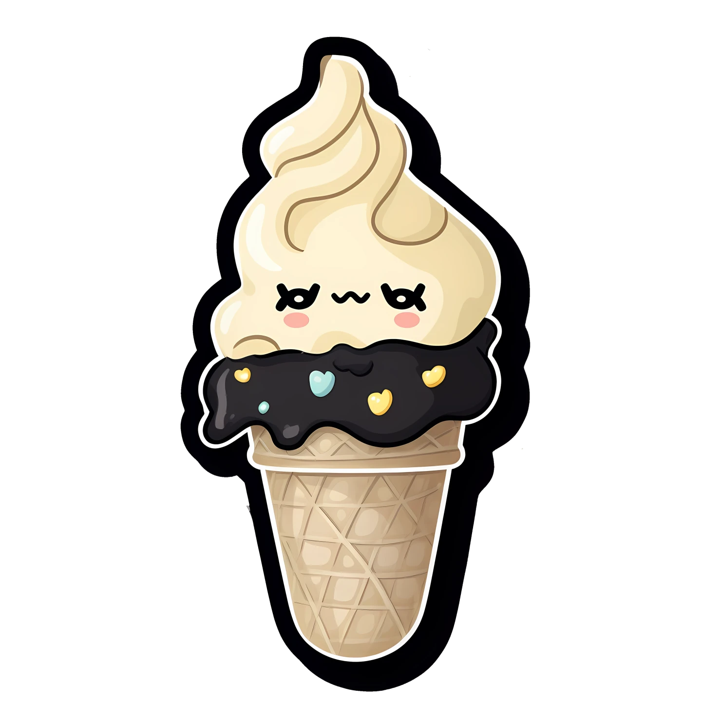 Kawaii ice cream sticker isolated on transparent background #27980