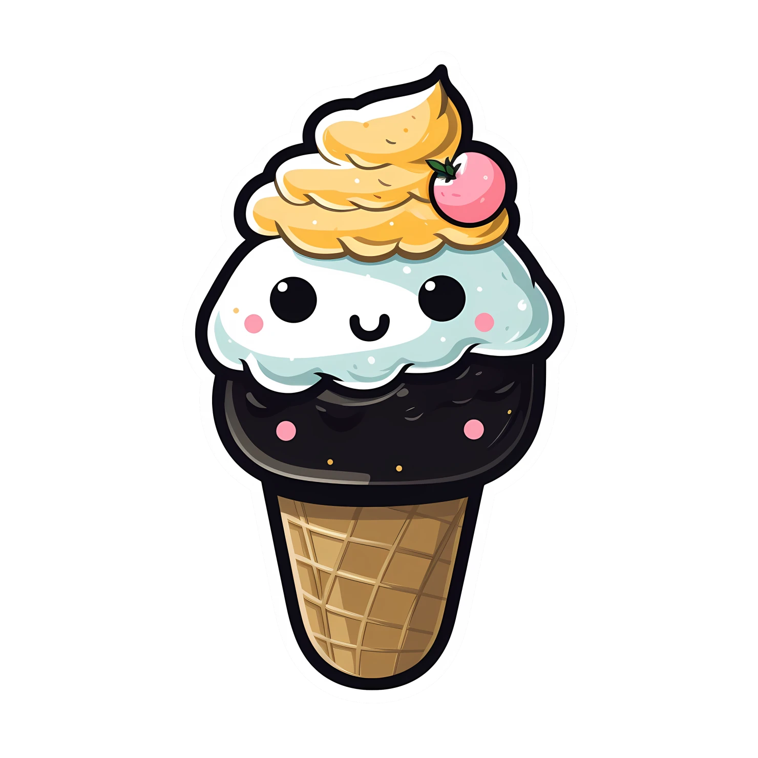 Kawaii ice cream sticker isolated on transparent background #27981