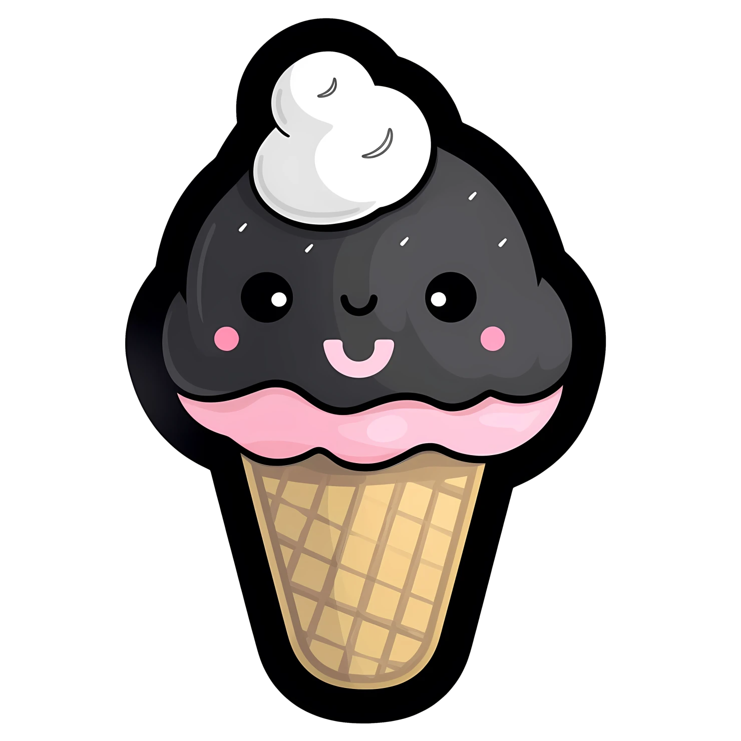 Kawaii ice cream sticker isolated on transparent background #27982