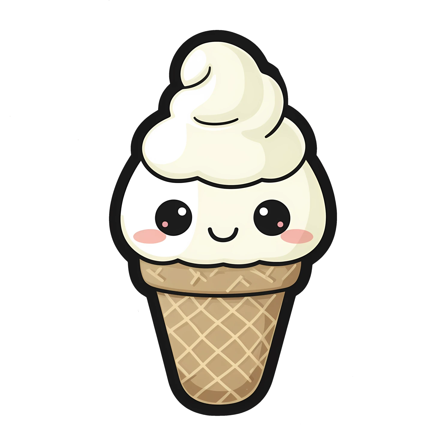 Kawaii ice cream sticker isolated on transparent background #27983