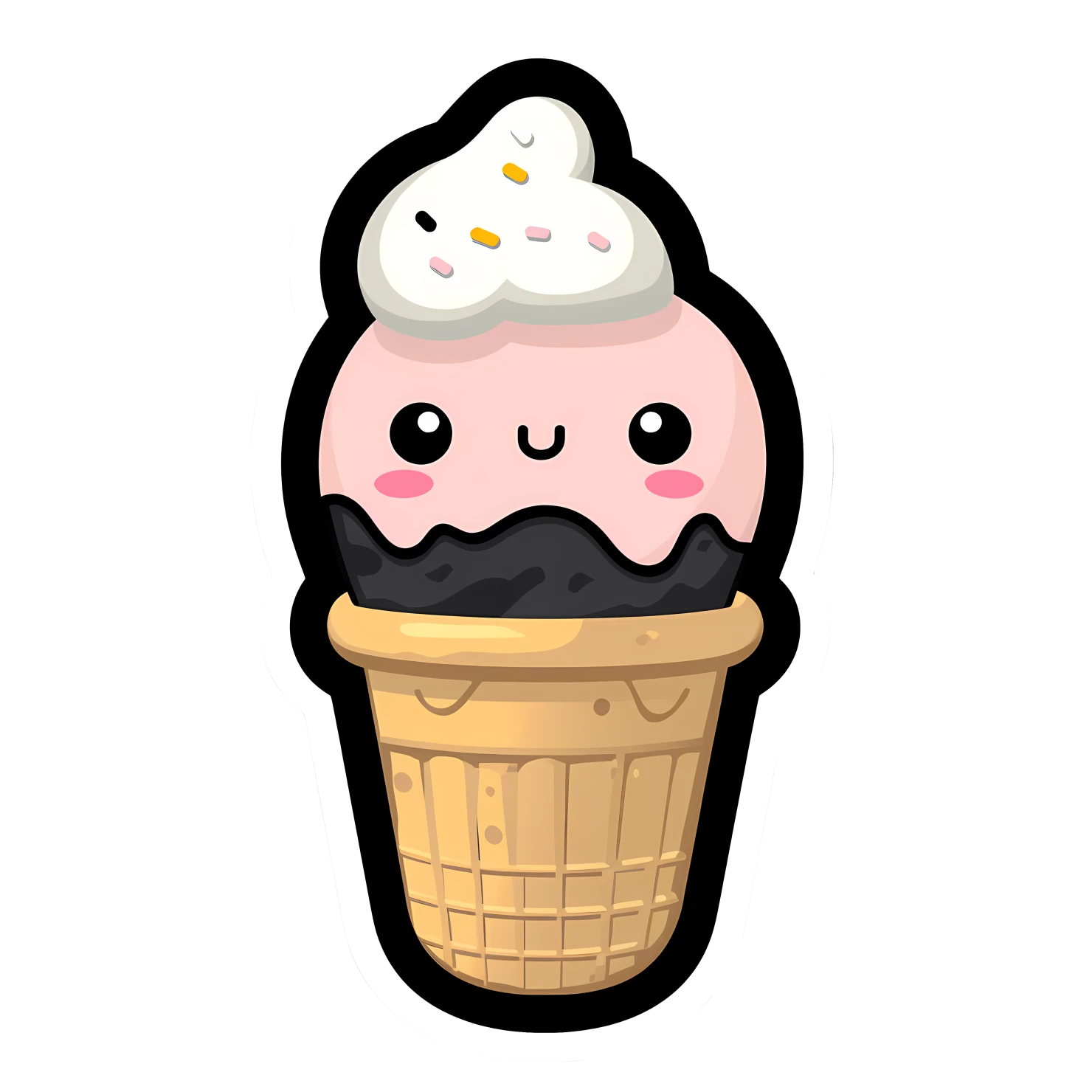 Kawaii ice cream sticker isolated on transparent background #27984