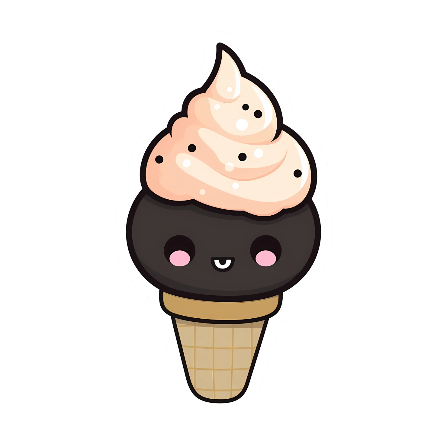 Kawaii ice cream sticker isolated on transparent background #27986
