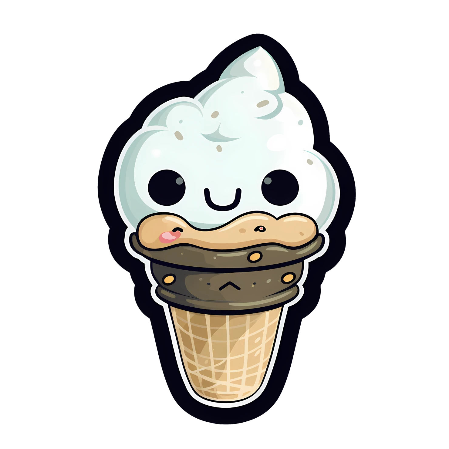 Kawaii ice cream sticker isolated on transparent background #27988