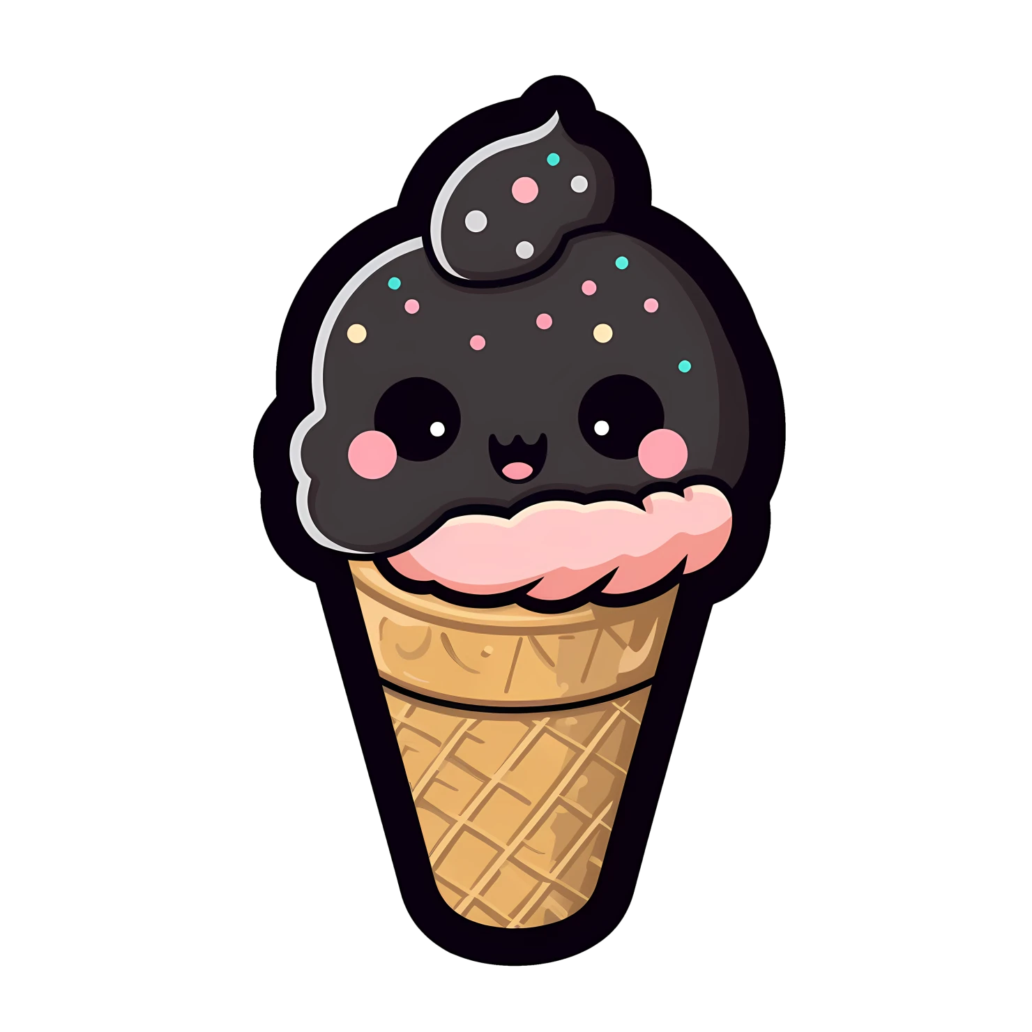 Kawaii ice cream sticker isolated on transparent background #27989