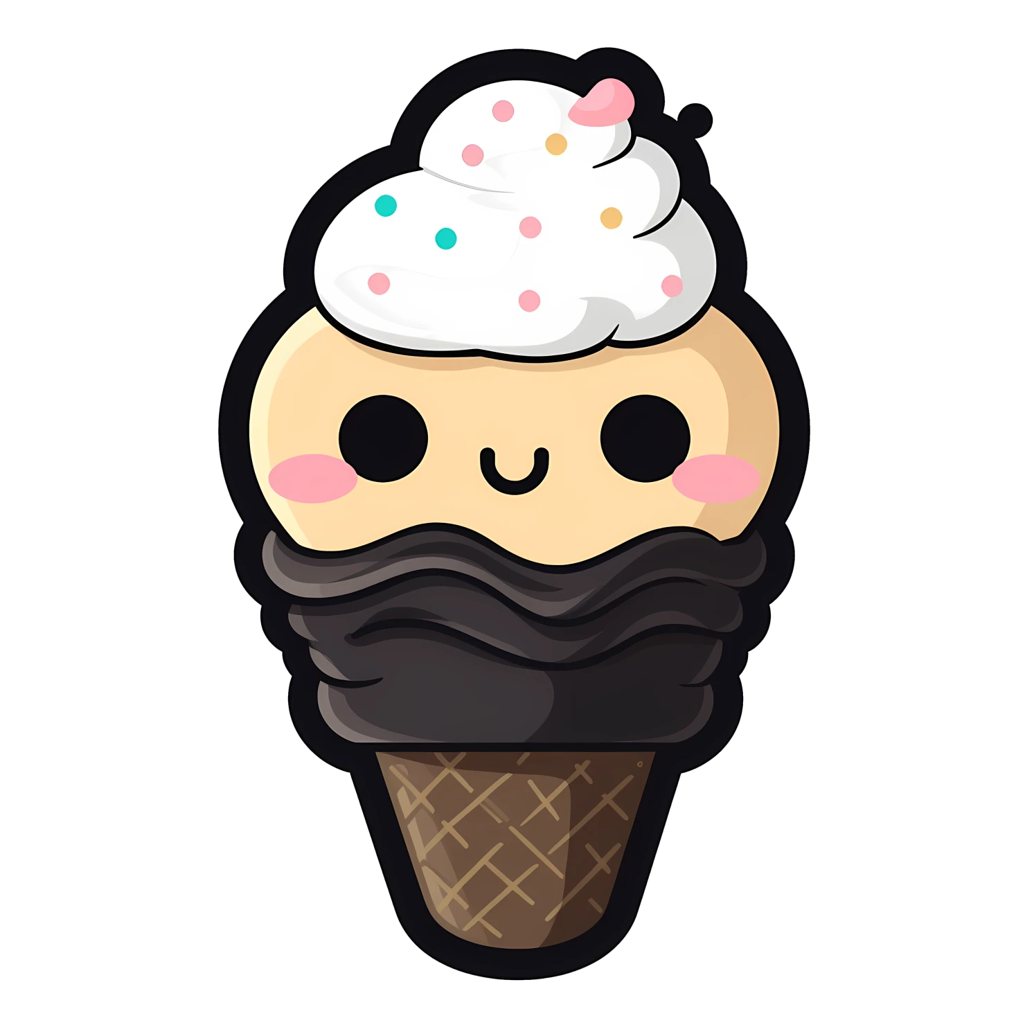 Kawaii ice cream sticker isolated on transparent background #27991