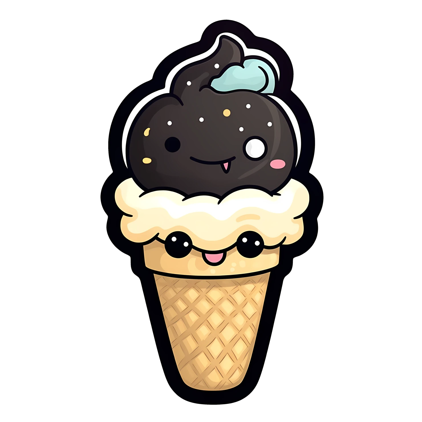 Kawaii ice cream sticker isolated on transparent background #27995