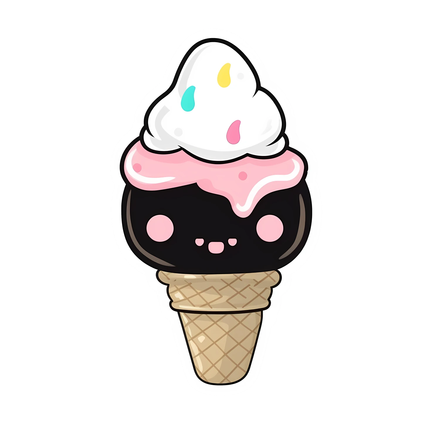 Kawaii ice cream sticker isolated on transparent background #27996