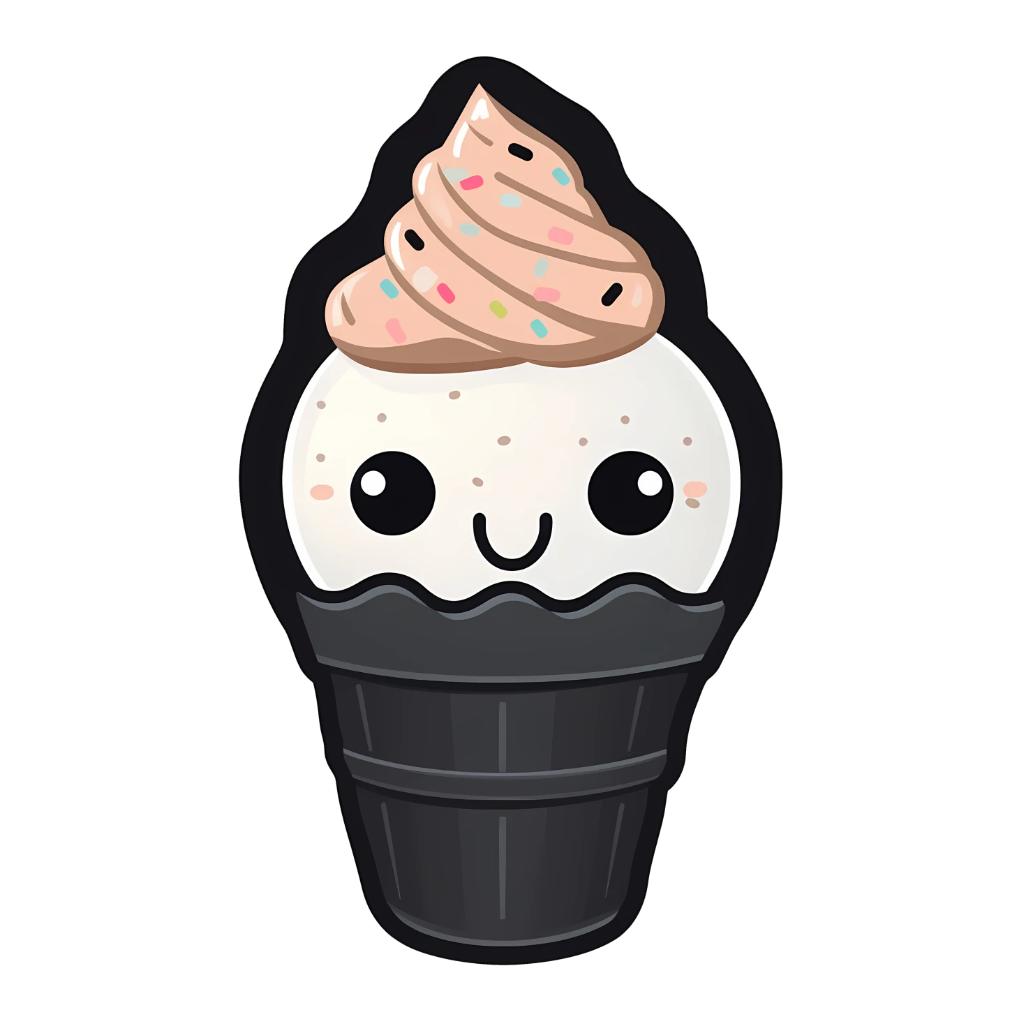 Kawaii ice cream sticker isolated on transparent background #27998