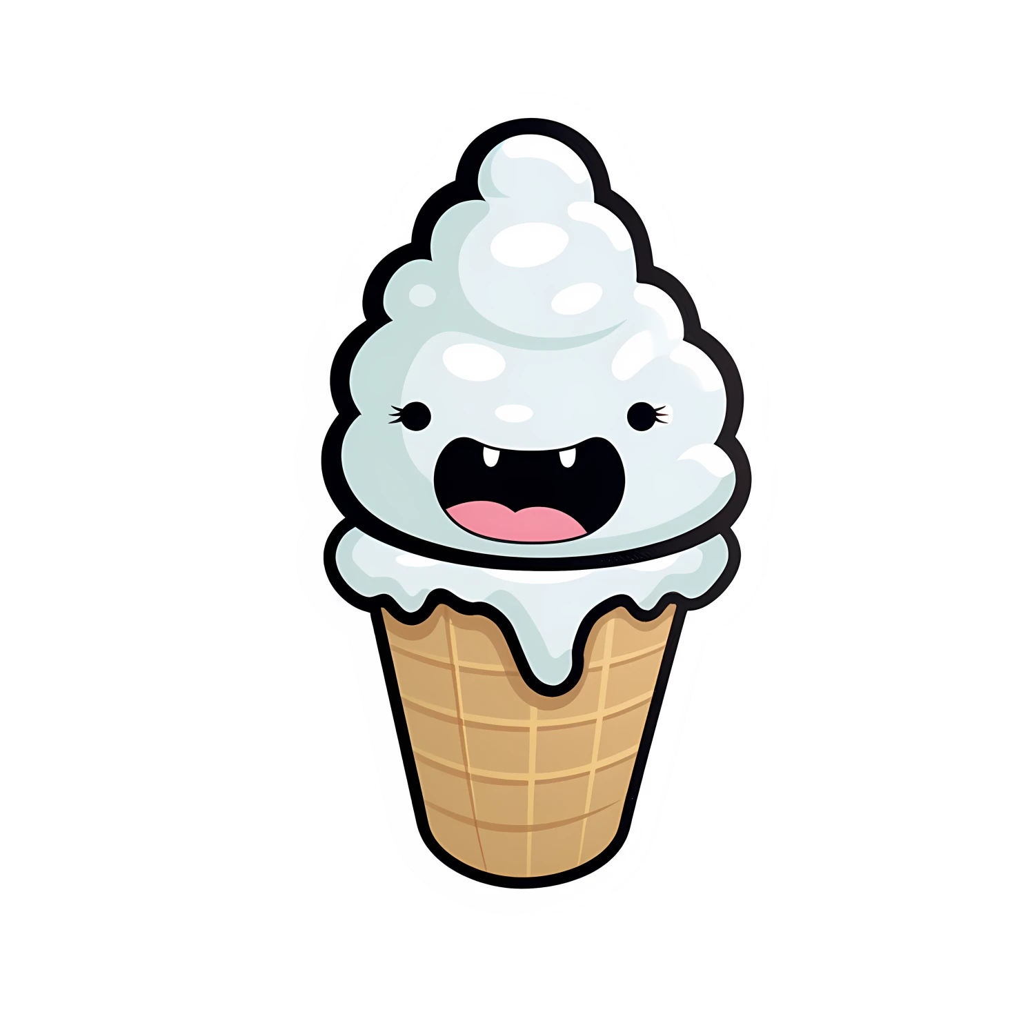Kawaii ice cream sticker isolated on transparent background #27999