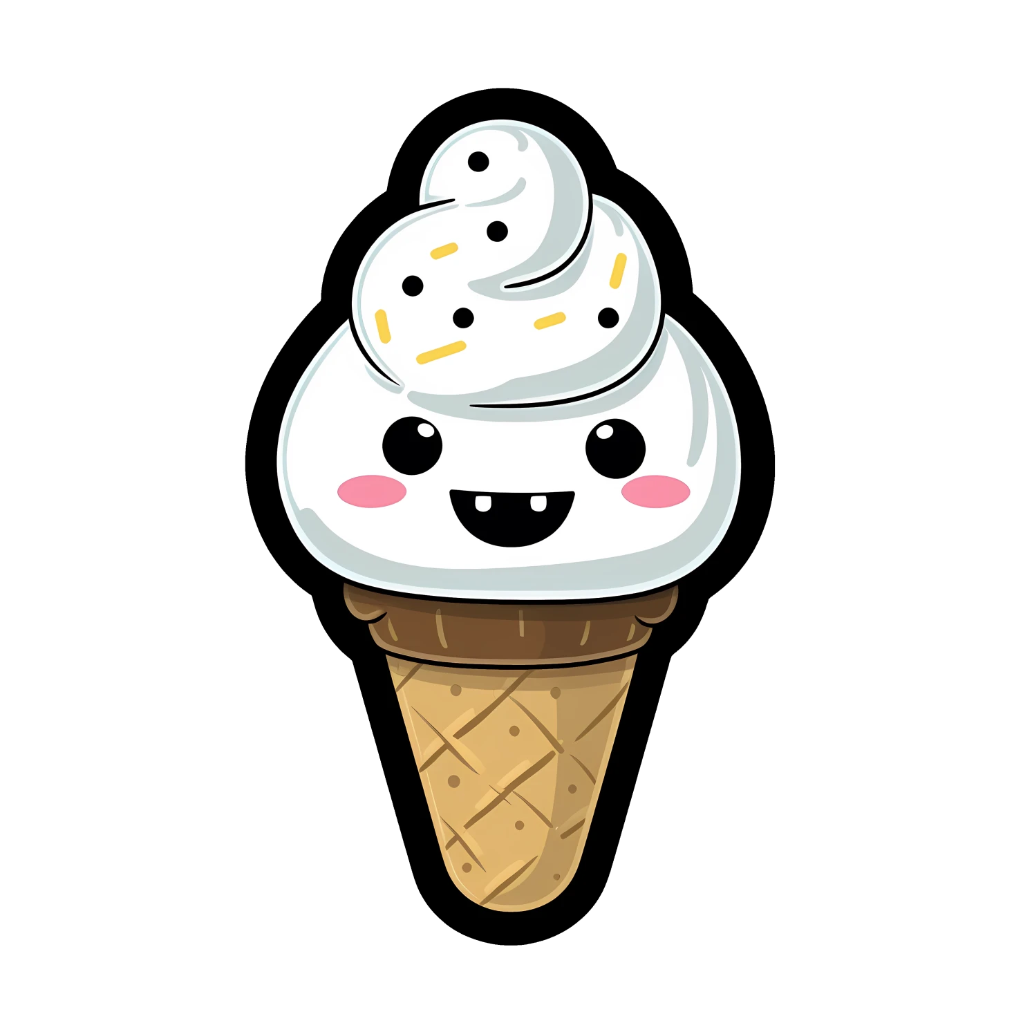 Kawaii ice cream sticker isolated on transparent background #28000