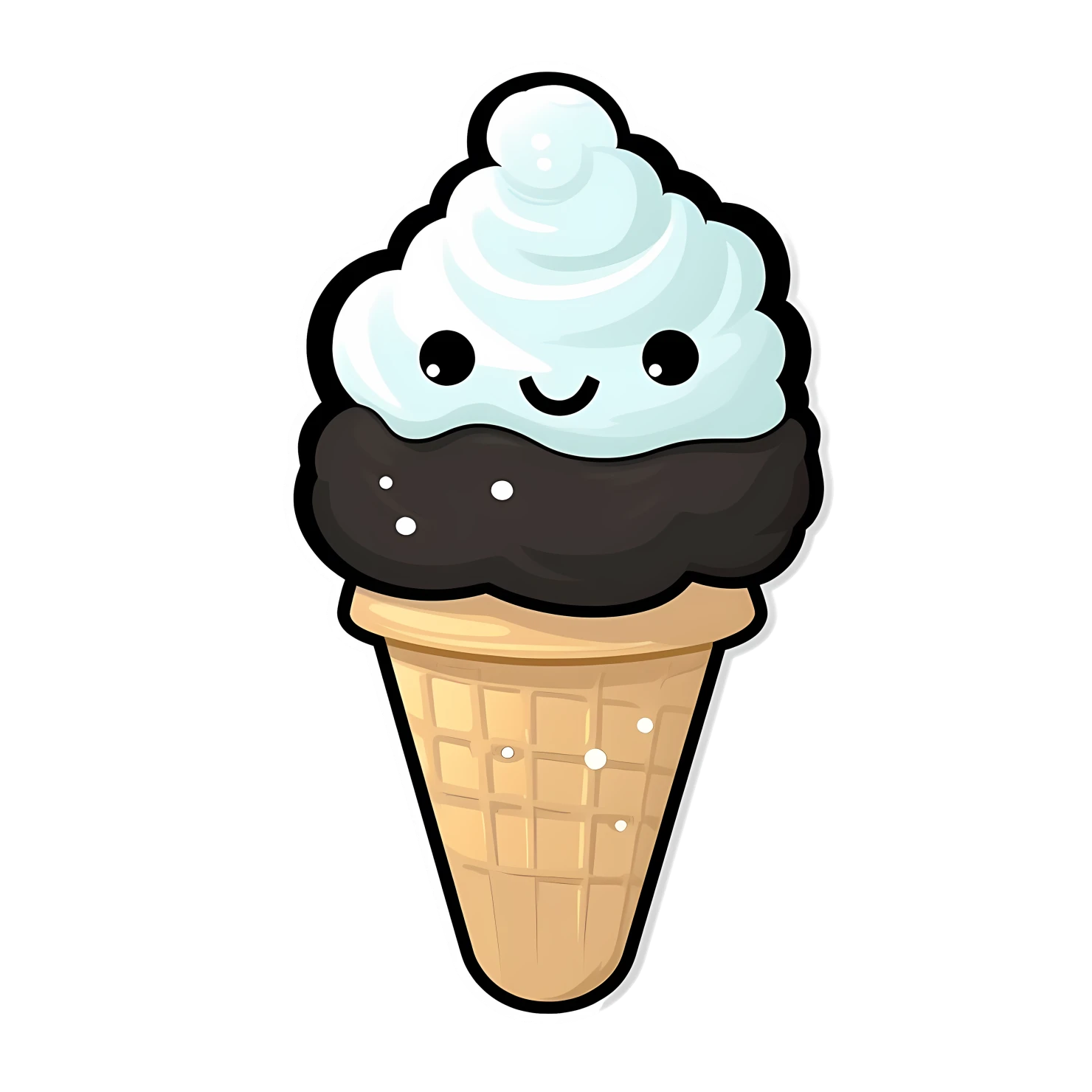 Kawaii ice cream sticker isolated on transparent background #28002