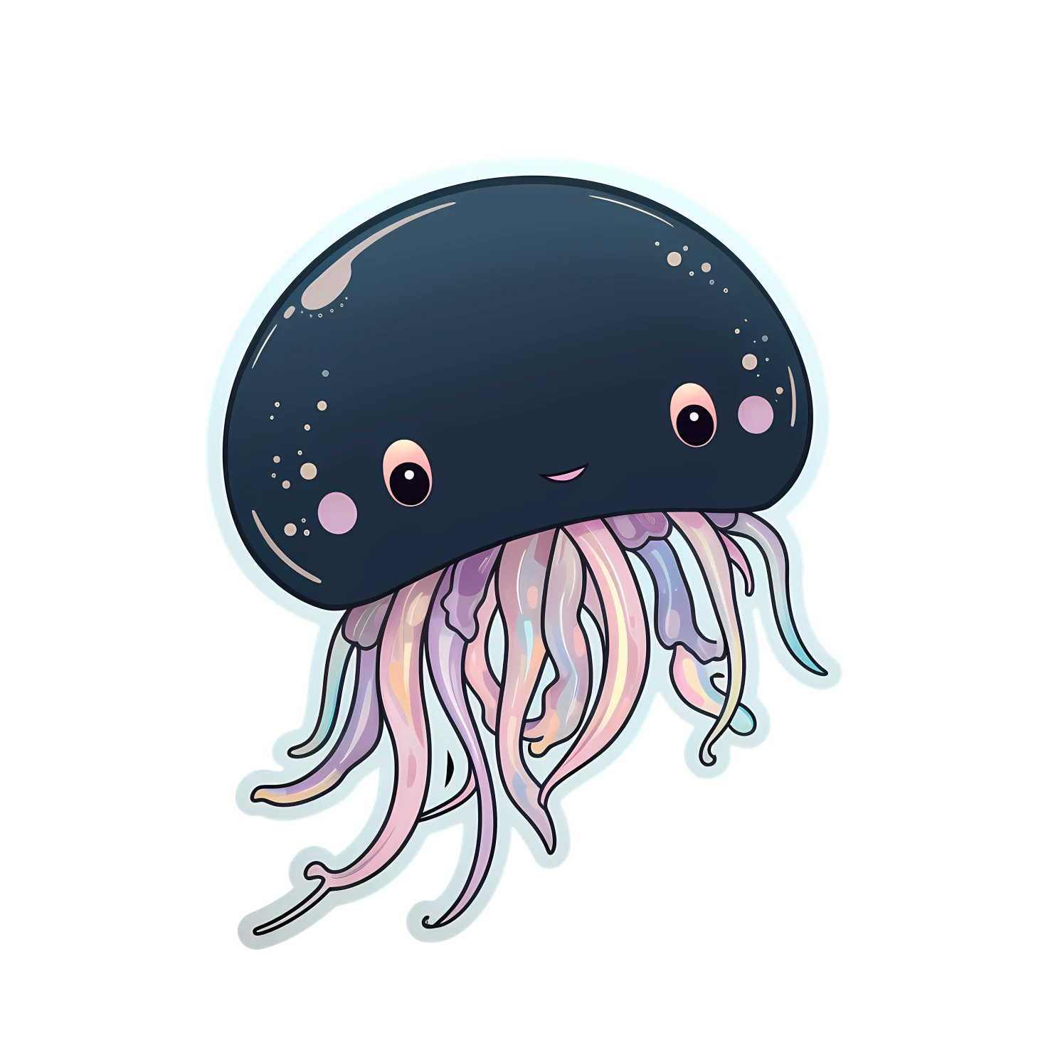 Kawaii jellyfish sticker isolated on transparent background #28006
