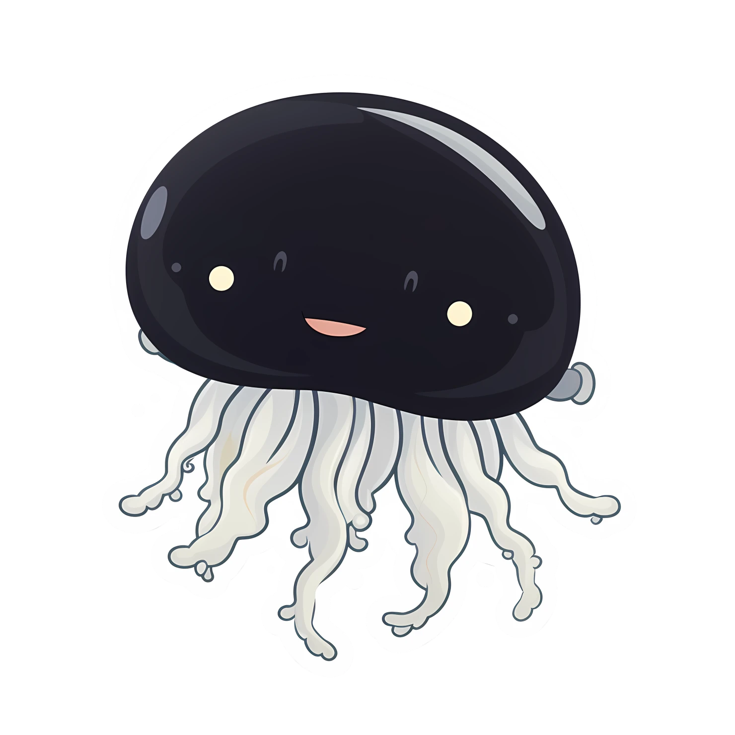 Kawaii jellyfish sticker isolated on transparent background #28007