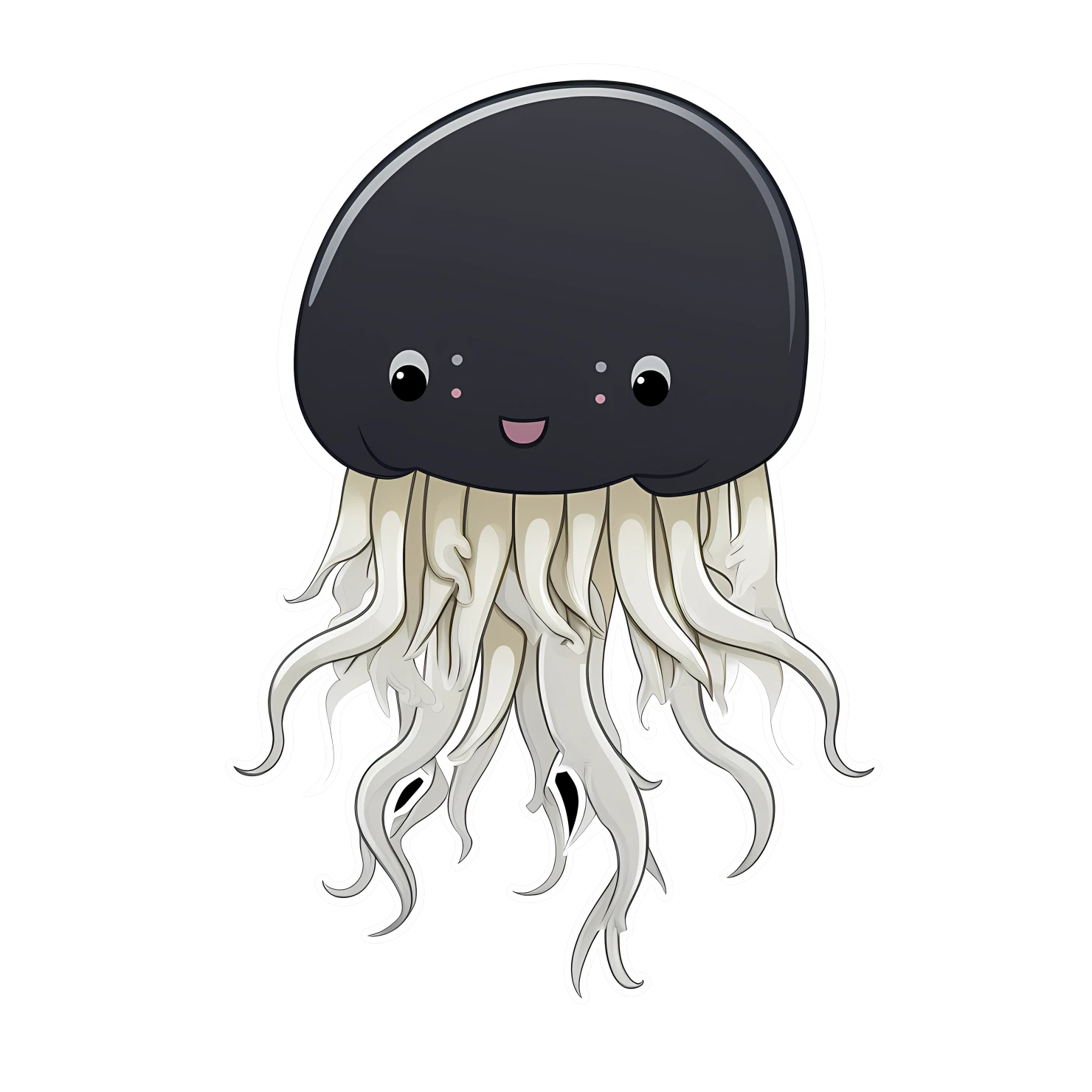 Kawaii jellyfish sticker isolated on transparent background #28011