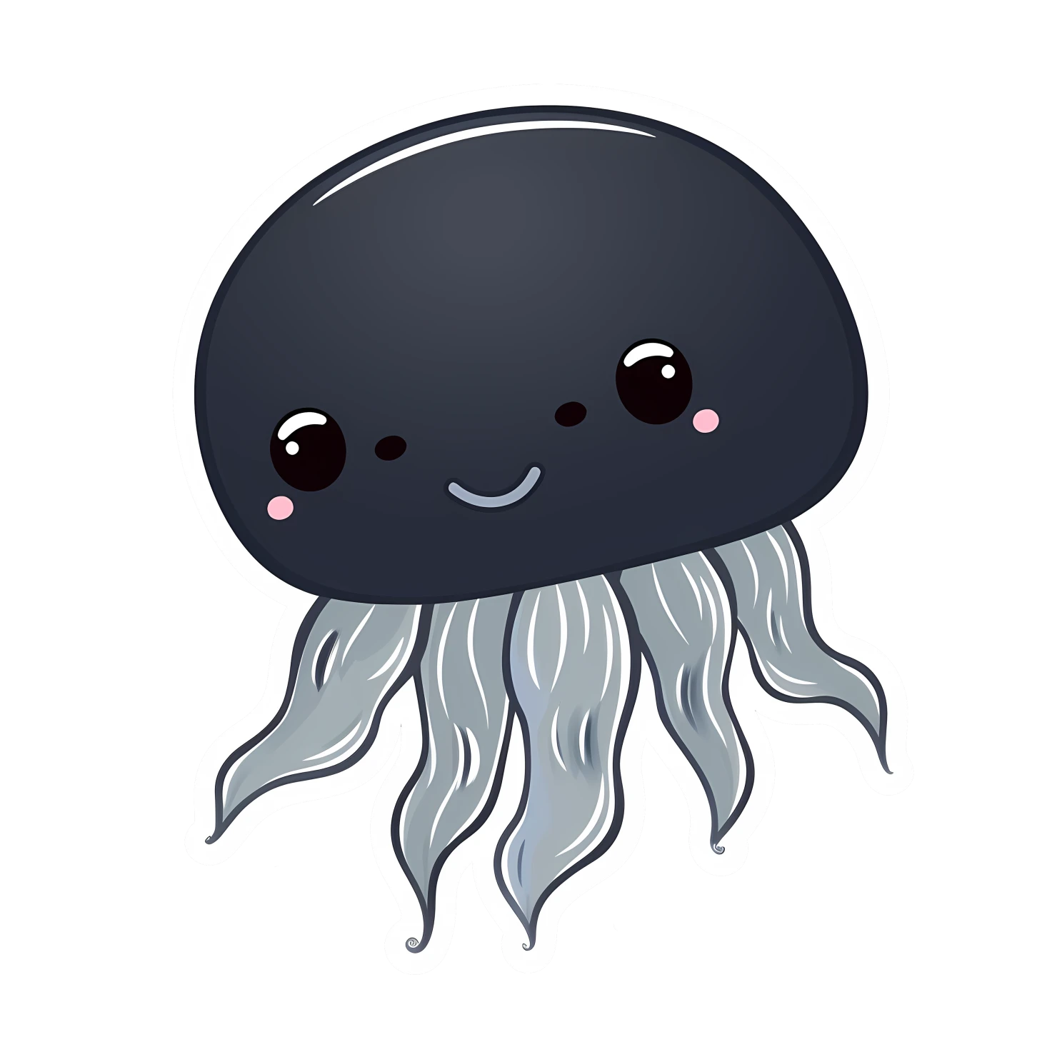 Kawaii jellyfish sticker isolated on transparent background #28013