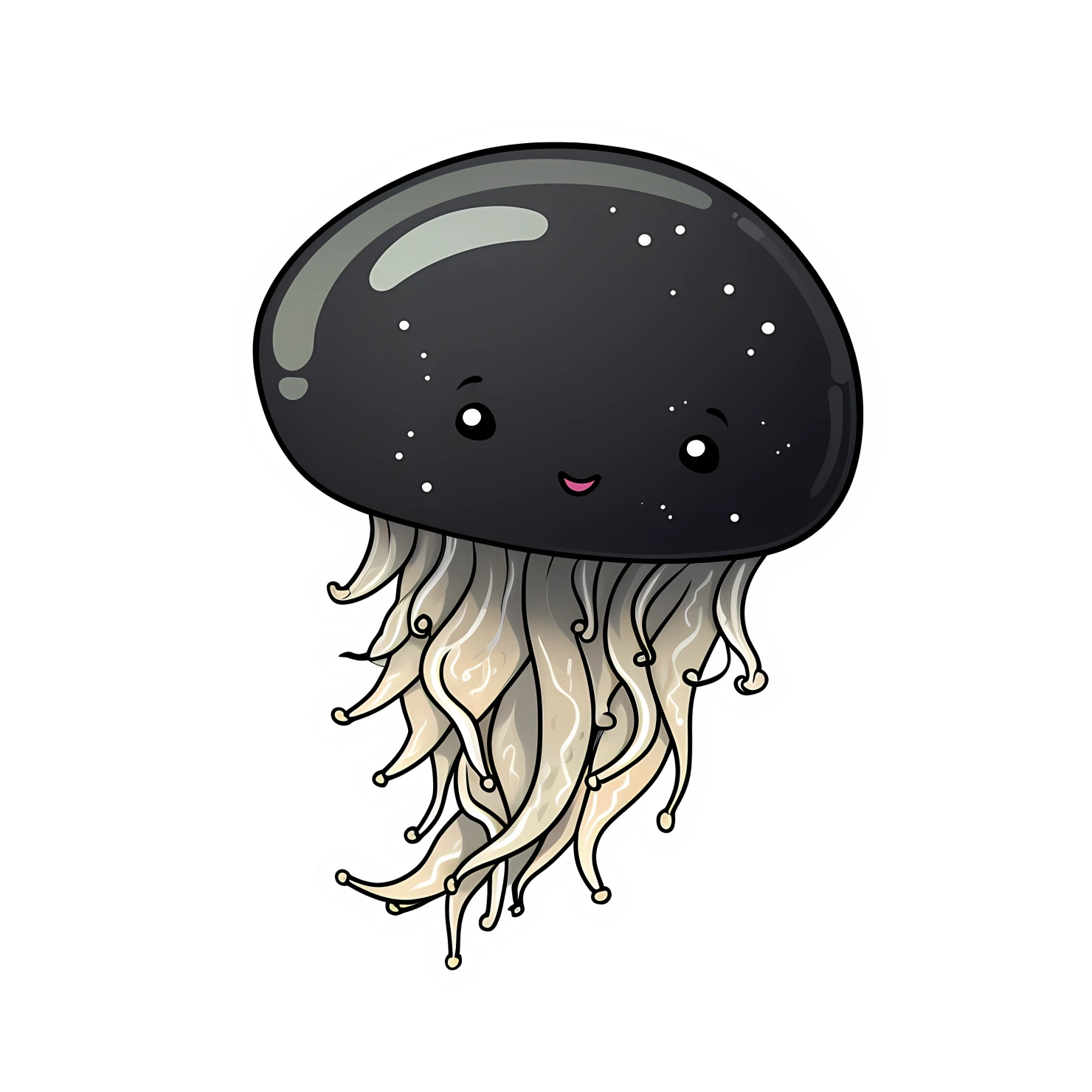 Kawaii jellyfish sticker isolated on transparent background #28015