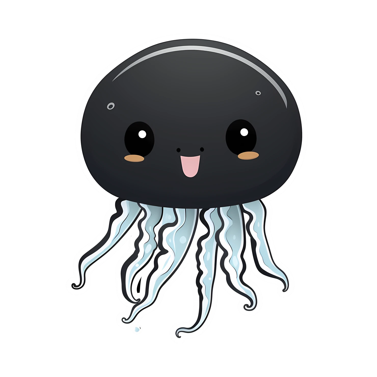 Kawaii jellyfish sticker isolated on transparent background #28023