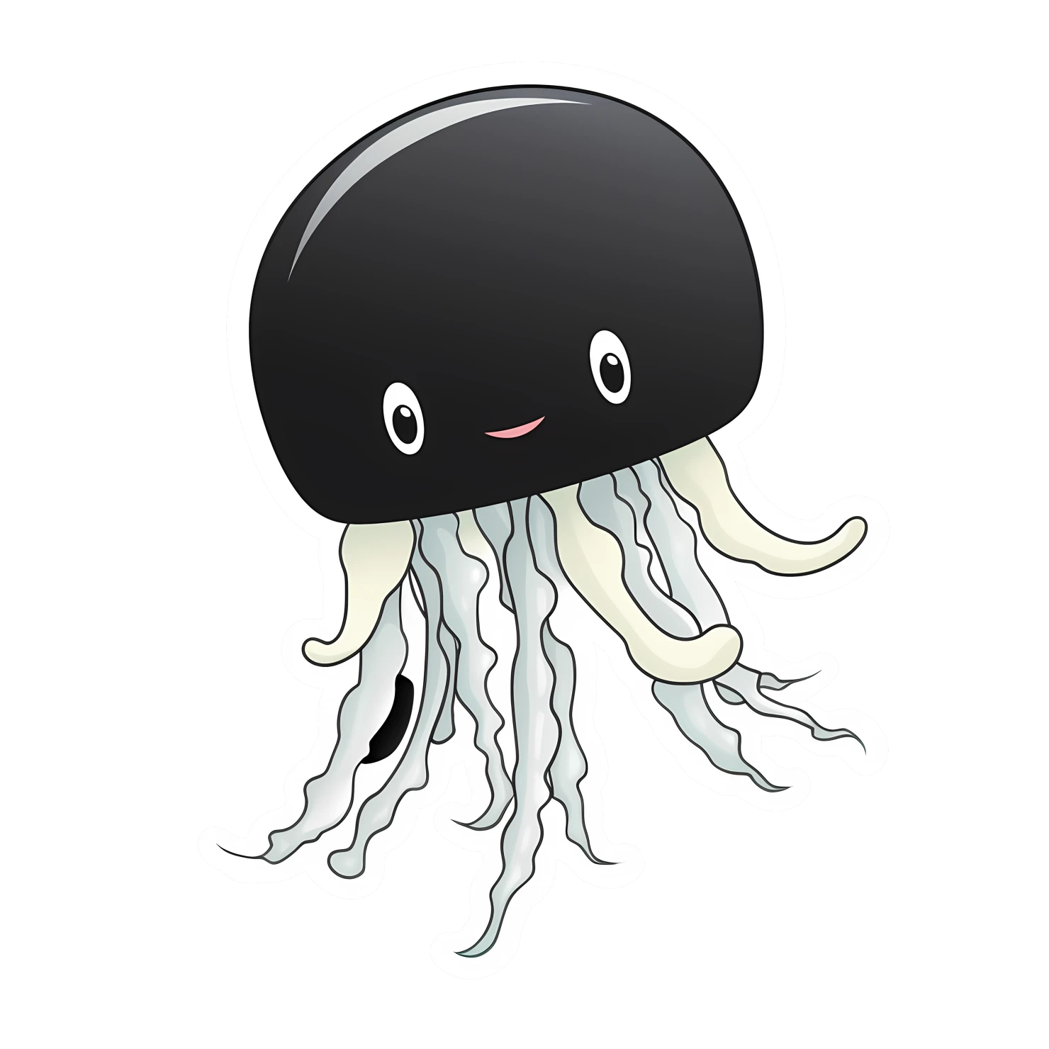 Kawaii jellyfish sticker isolated on transparent background #28028