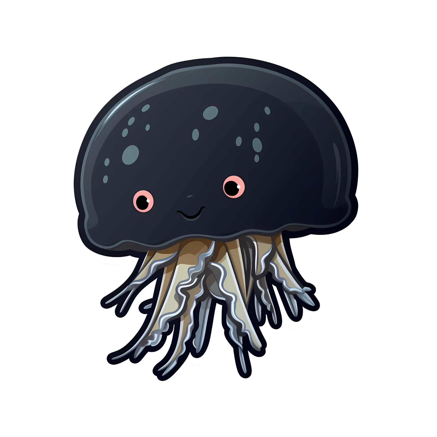 Kawaii jellyfish sticker isolated on transparent background #28030