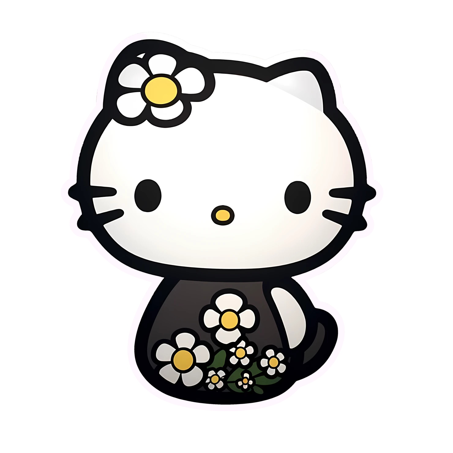 Kawaii kitty sticker isolated on transparent background #28032
