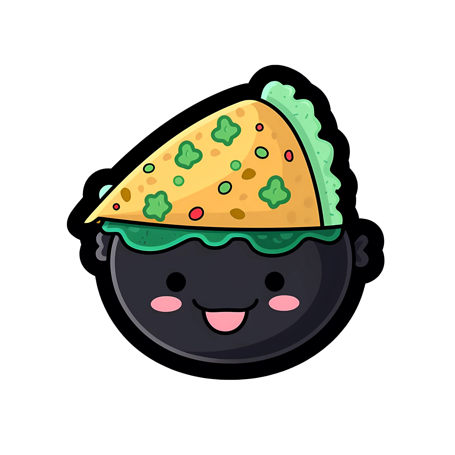 Kawaii laughing taco sticker isolated on transparent background #28037