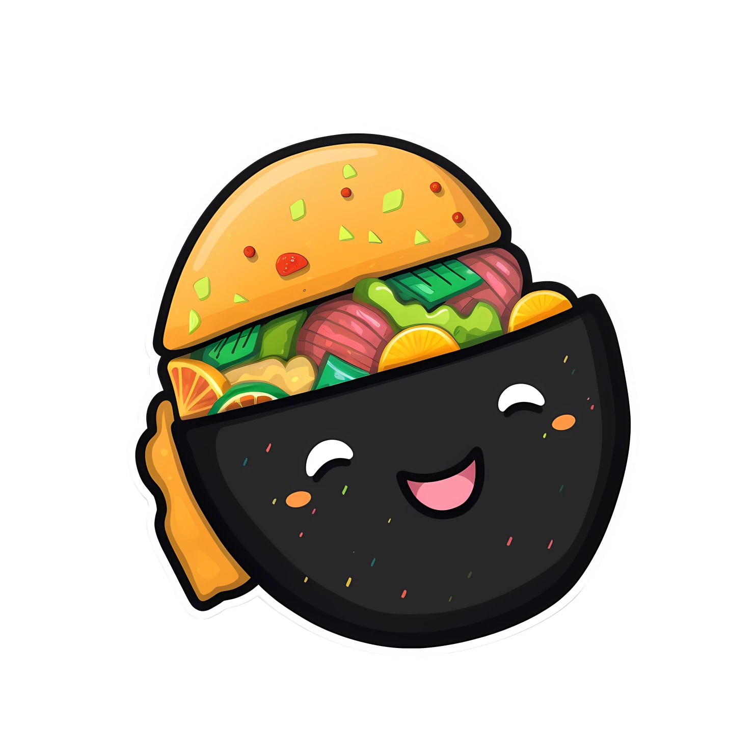 Kawaii laughing taco sticker isolated on transparent background #28038
