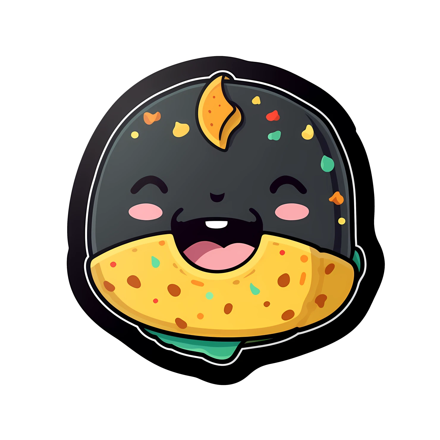 Kawaii laughing taco sticker isolated on transparent background #28040
