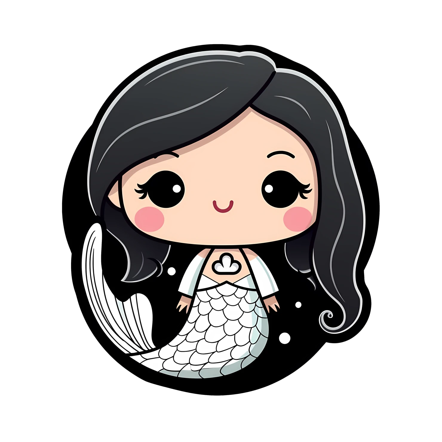 Kawaii mermaid sticker isolated on transparent background #28136