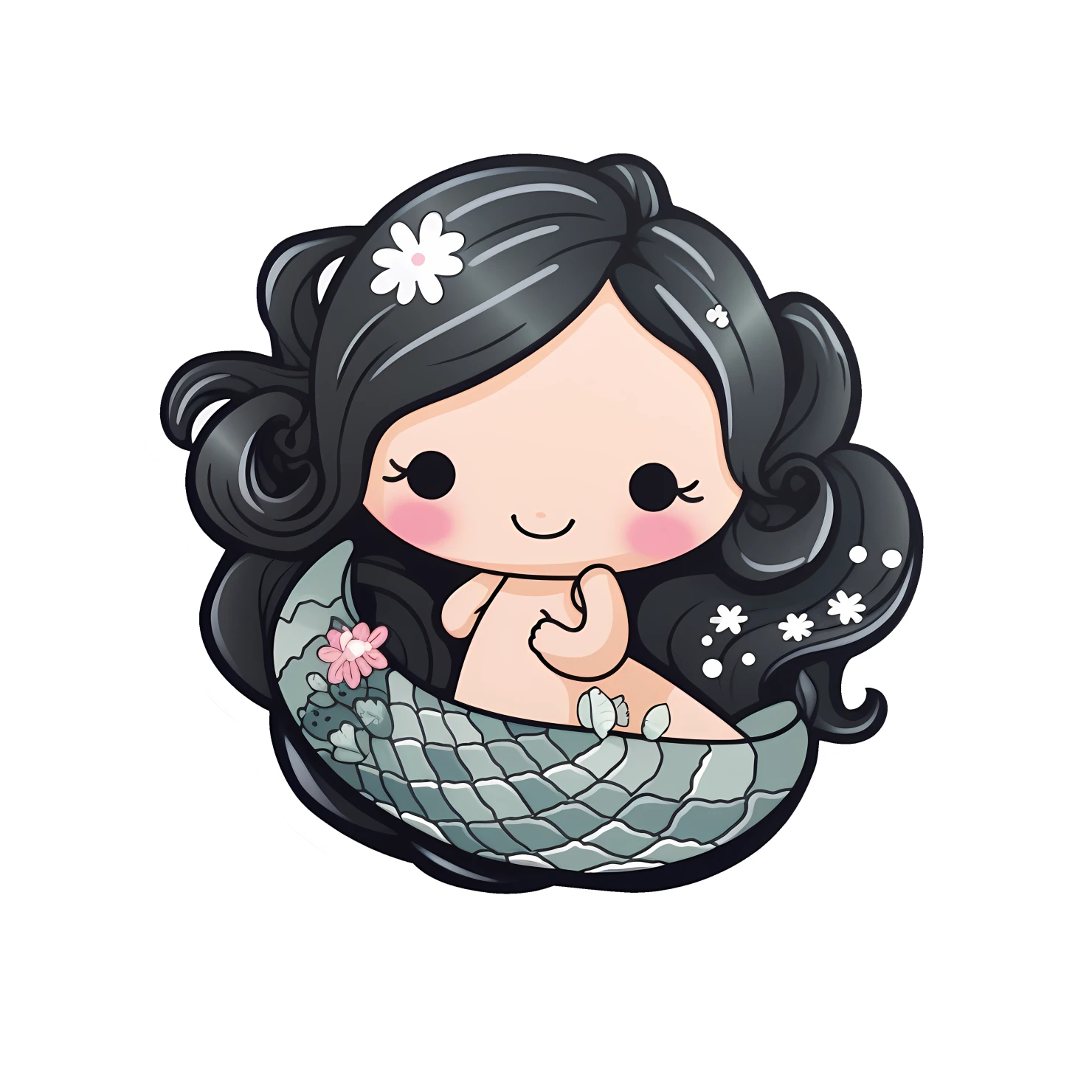 Kawaii mermaid sticker isolated on transparent background #28138
