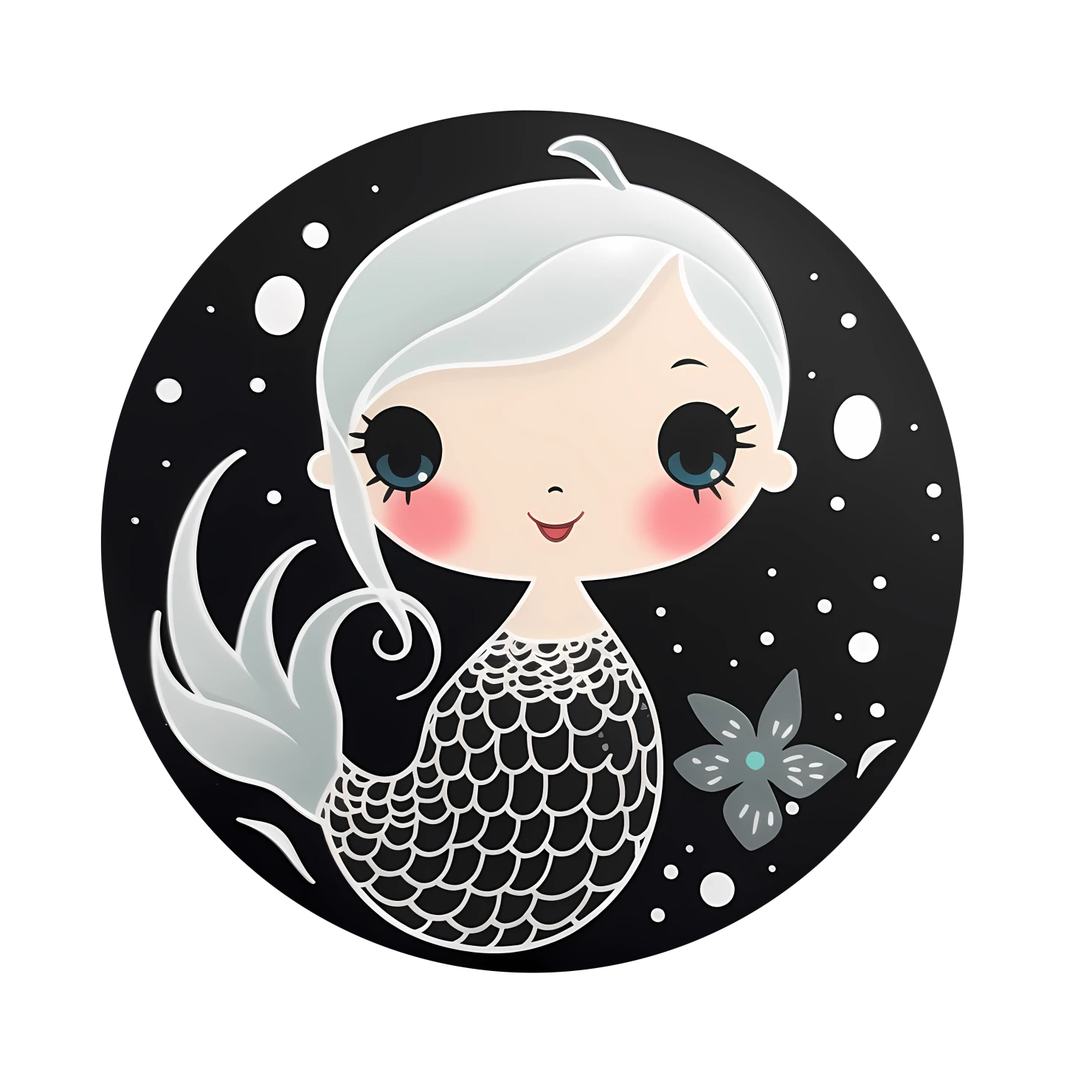 Kawaii mermaid sticker isolated on transparent background #28139
