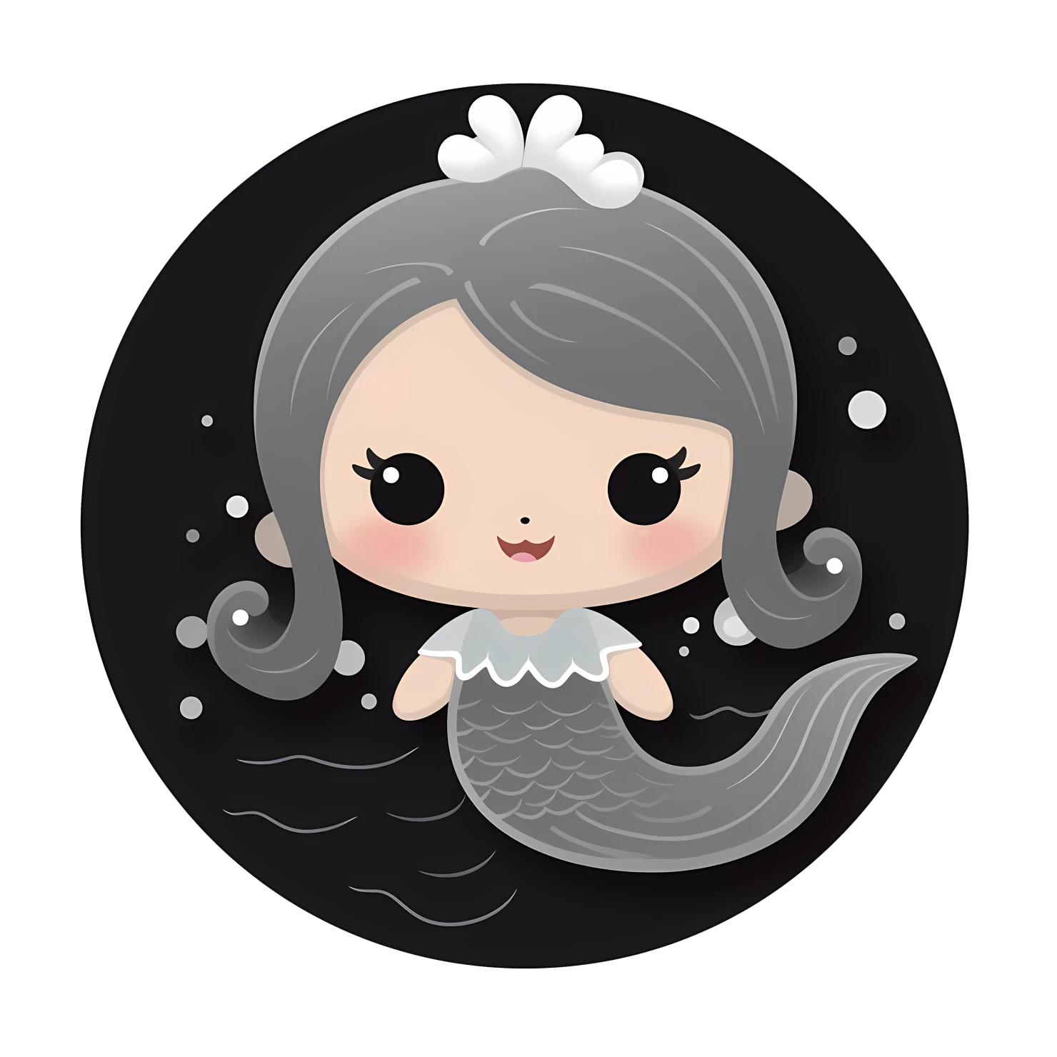 Kawaii mermaid sticker isolated on transparent background #28142