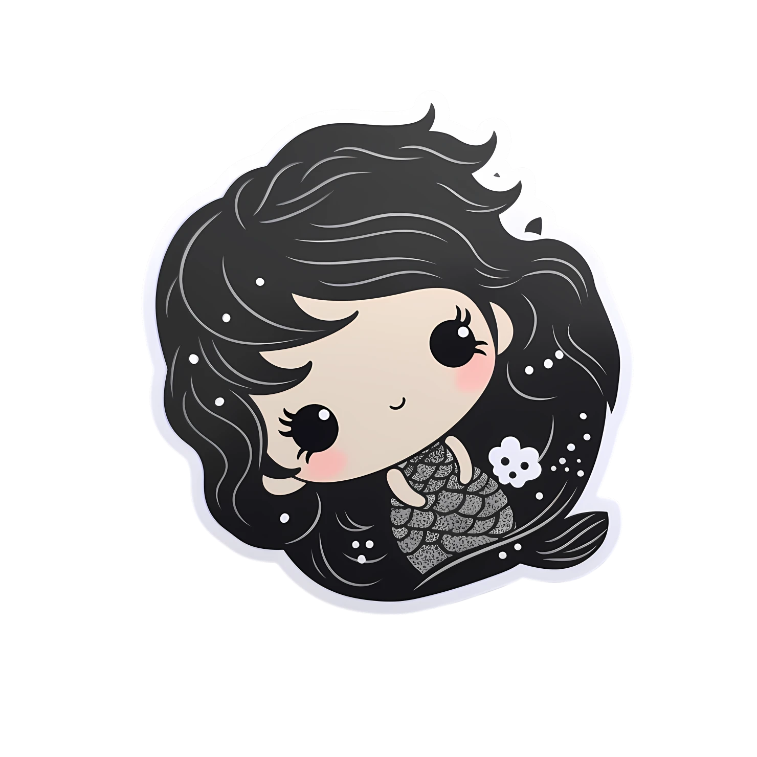 Kawaii mermaid sticker isolated on transparent background #28144