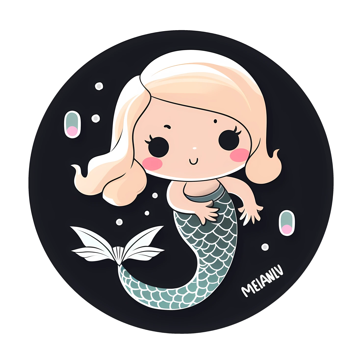 Kawaii mermaid sticker isolated on transparent background #28145