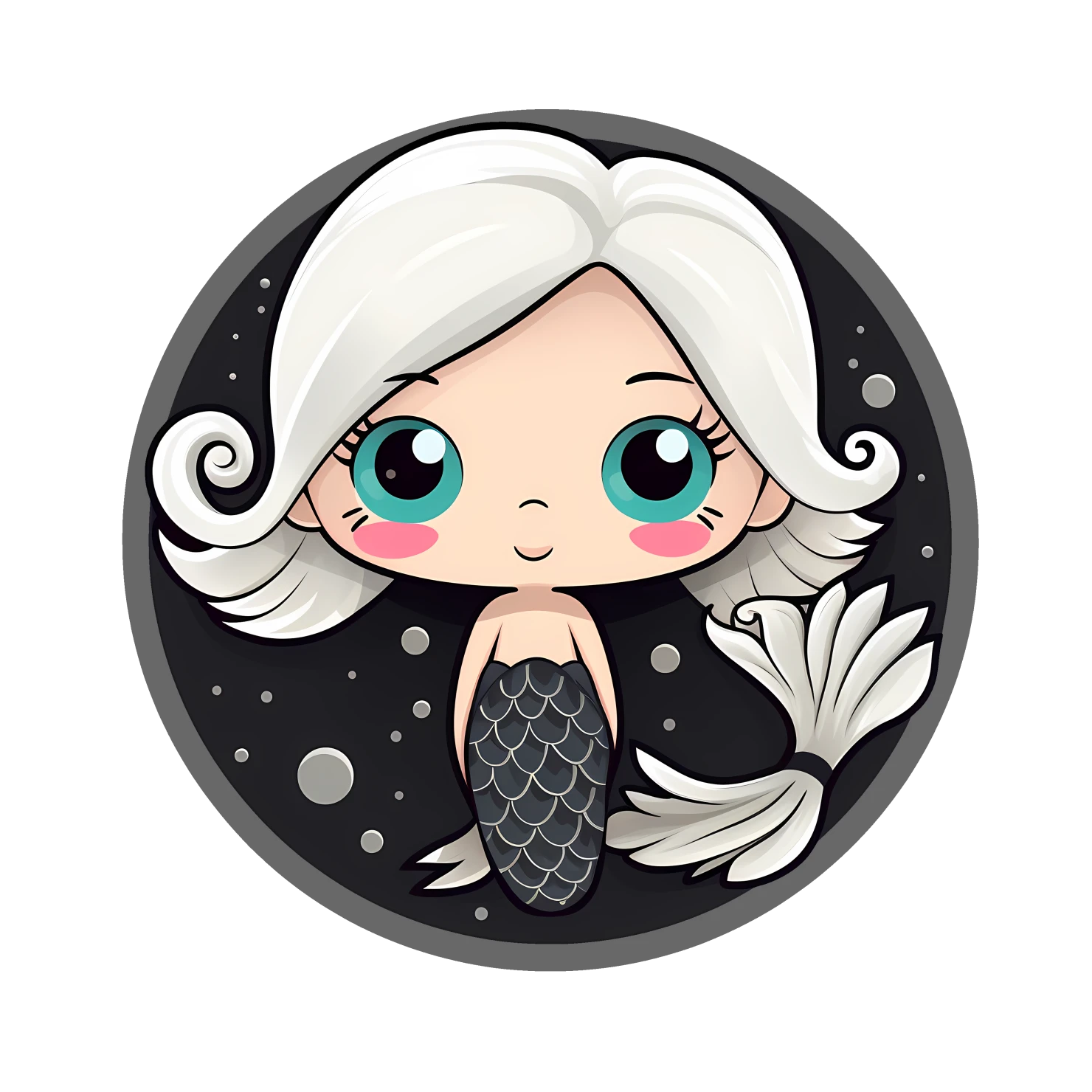 Kawaii mermaid sticker isolated on transparent background #28146